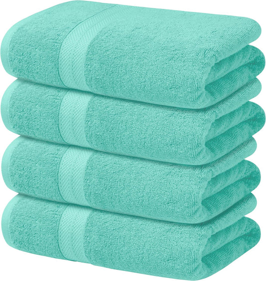 Avalon Towels Turquoise Bath Towels Set of 4 pcs (27x54 inches), 100% Cotton Towel Absorbent and Quick Dry Turquoise Towel for Bathroom, Super Soft and Perfect for Daily Use