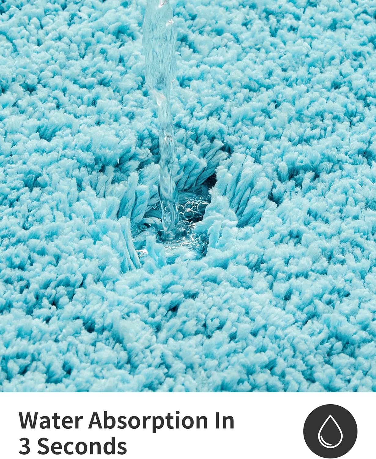 ILANGO Teal Bathroom Rugs 36" × 24" Non Slip & Super Absorbent Extra Thick Soft, Washable Bath Mat for Floor, Microfiber Plush Shaggy Bath Rug with Rubber for Bathtub Shower Room Sink