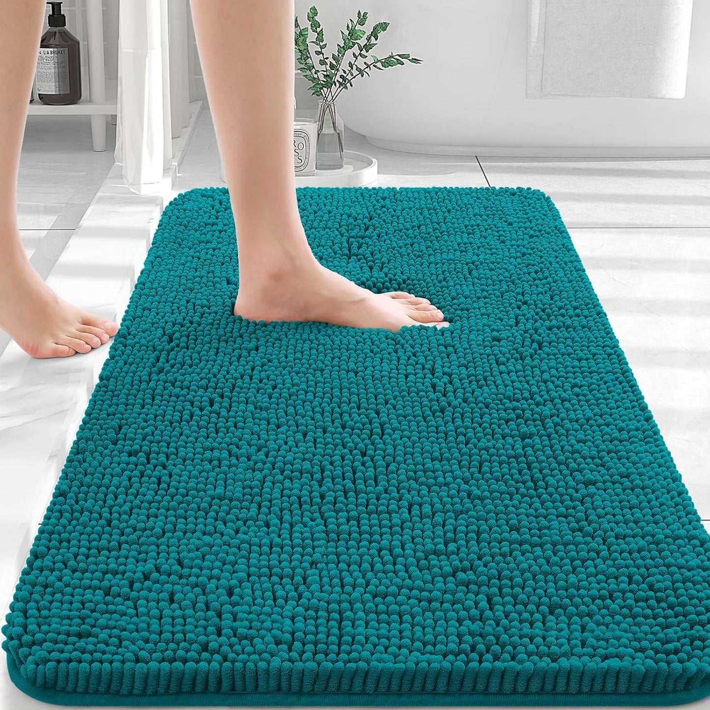 OLANLY Bathroom Rugs 30x20, Extra Soft Absorbent Chenille Bath Rugs, Rubber Backing Quick Dry, Machine Washable Bath Mats for Bathroom Floor, Tub and Shower, Home Decor Accessories, Deep Lake