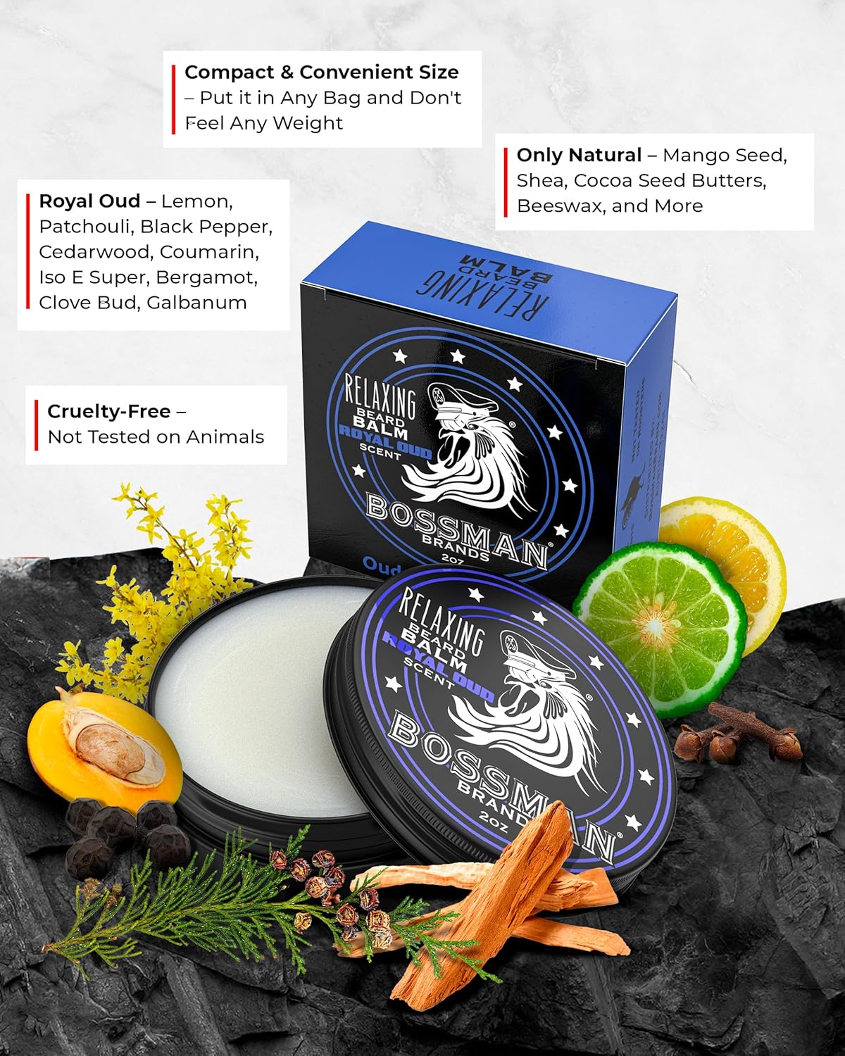 Bossman Jelly Beard Oil for Men & Beard Balm for Men Combo - Royal Oud Scent