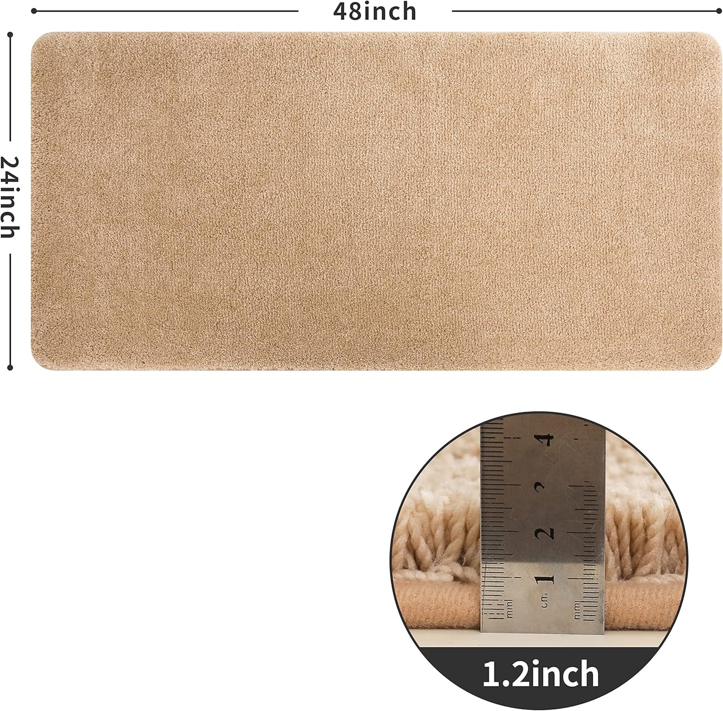 COSY HOMEER Bath Rugs for Bathroom Extra Thick - Anti-Slip Bath Mats Soft Plush Yarn Shaggy 100% Strong Mirco Polyeste Mat Living Room Bedroom Mat Floor Water Absorbent(Beige,24x48 - Inches)