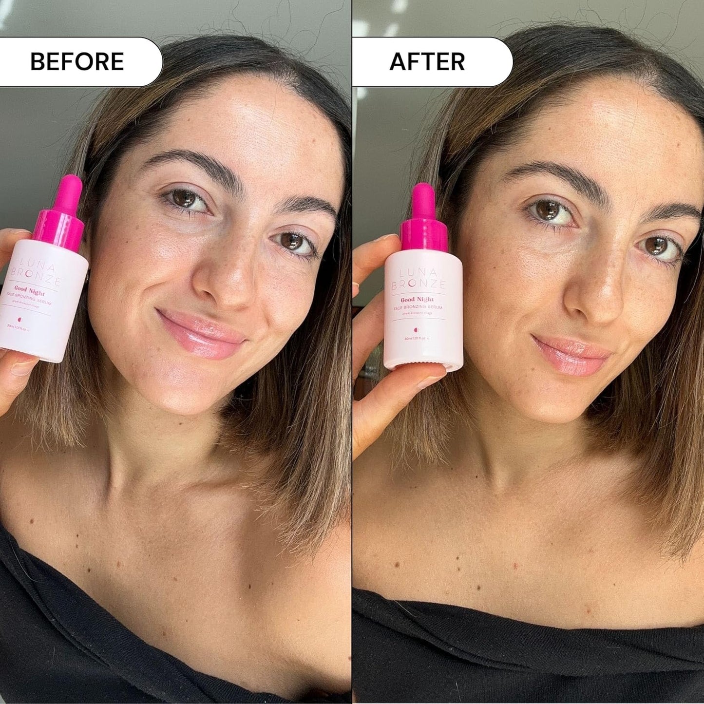 Luna Bronze Good Night Face Tanning Drops | Overnight Face Bronzing Serum for a Luminous, Natural Looking Glow | Hydrating Formula with Vitamin C | Infused with Australian Botanics (30ml/1.01 fl. oz)