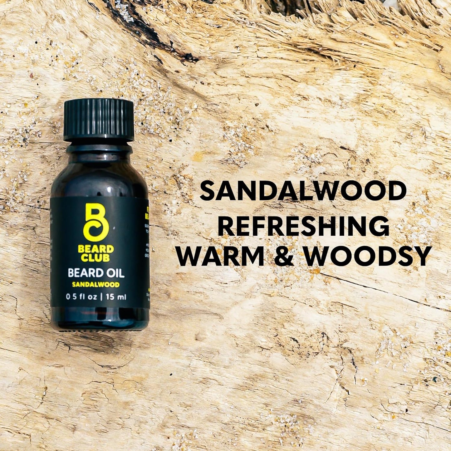 The Beard Club Premium Sandalwood Beard Oil for Men - Natural Castor & Sunflower Seed Oils - Beard & Mustache Conditioner - Hydrates, Moisturizes & Soothes Dry Skin - Strengthens Follicles (2PK)