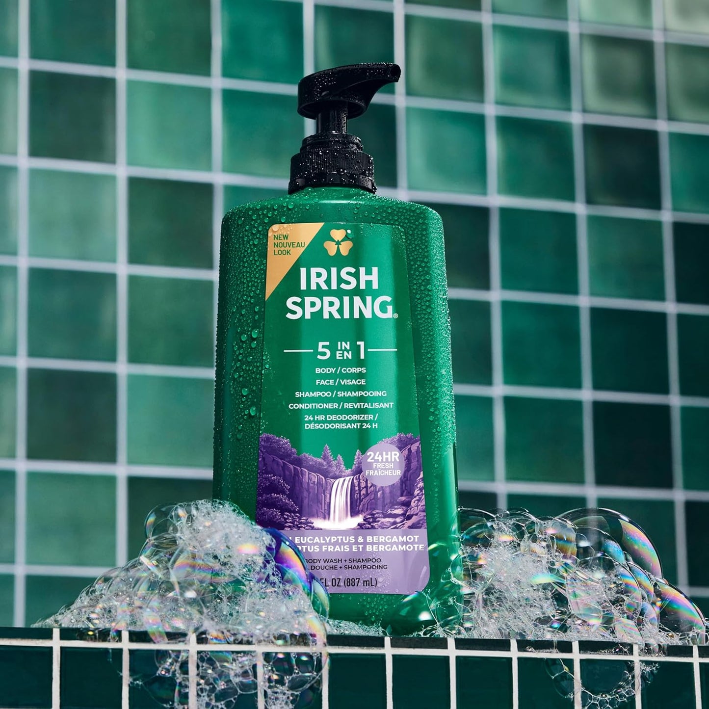 Irish Spring 5 in 1 Body Wash for Men, Men's Body Wash, Smell Fresh and Clean for 24 Hours, Conditions and Cleans Body, Face, and Hair, Made with Biodegradable Ingredients, 30 Oz Pump