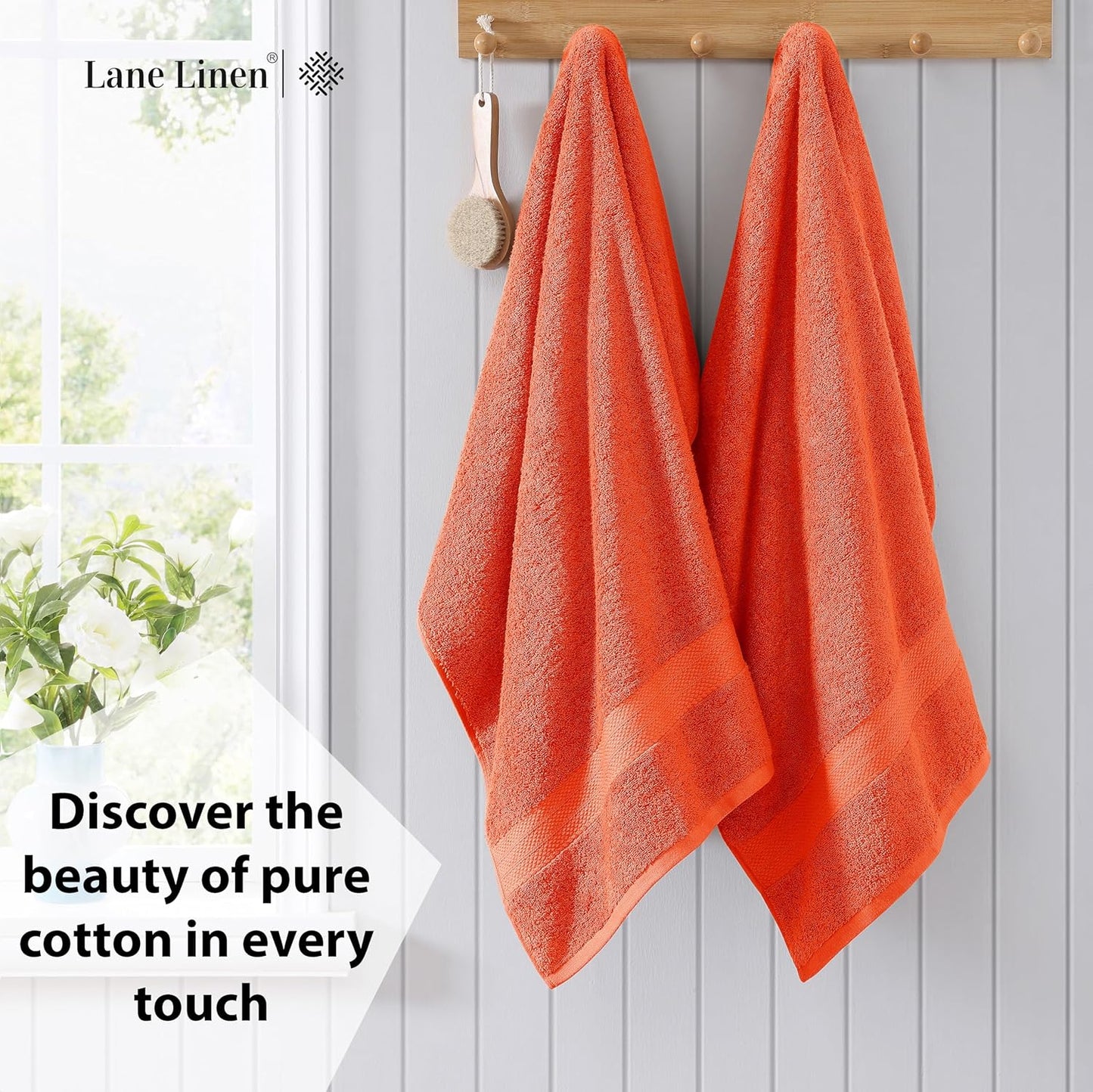 LANE LINEN 100% Cotton 2 Pack Bath Sheets Set (35"x66") - Ring Spun Cotton Extra Large Bath Towels Set - Quick Dry, Soft & Absorbent Oversized Towel Sets - Dorm Essentials for Boys - Tiger Lily