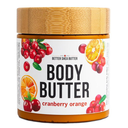 Cranberry Orange Body Butter with Raw Shea Butter and Jojoba Oil, Holiday Body Moisturizer for Dry Skin, Christmas Lotion, Limited Edition