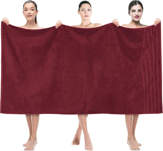 American Soft Linen 35x70 Jumbo Large Bath Towels, 600 GSM 100% Cotton Turkish Bath Sheet, Oversized Luxury Bath Towels for Bathroom Beach and Pool, Bordeaux
