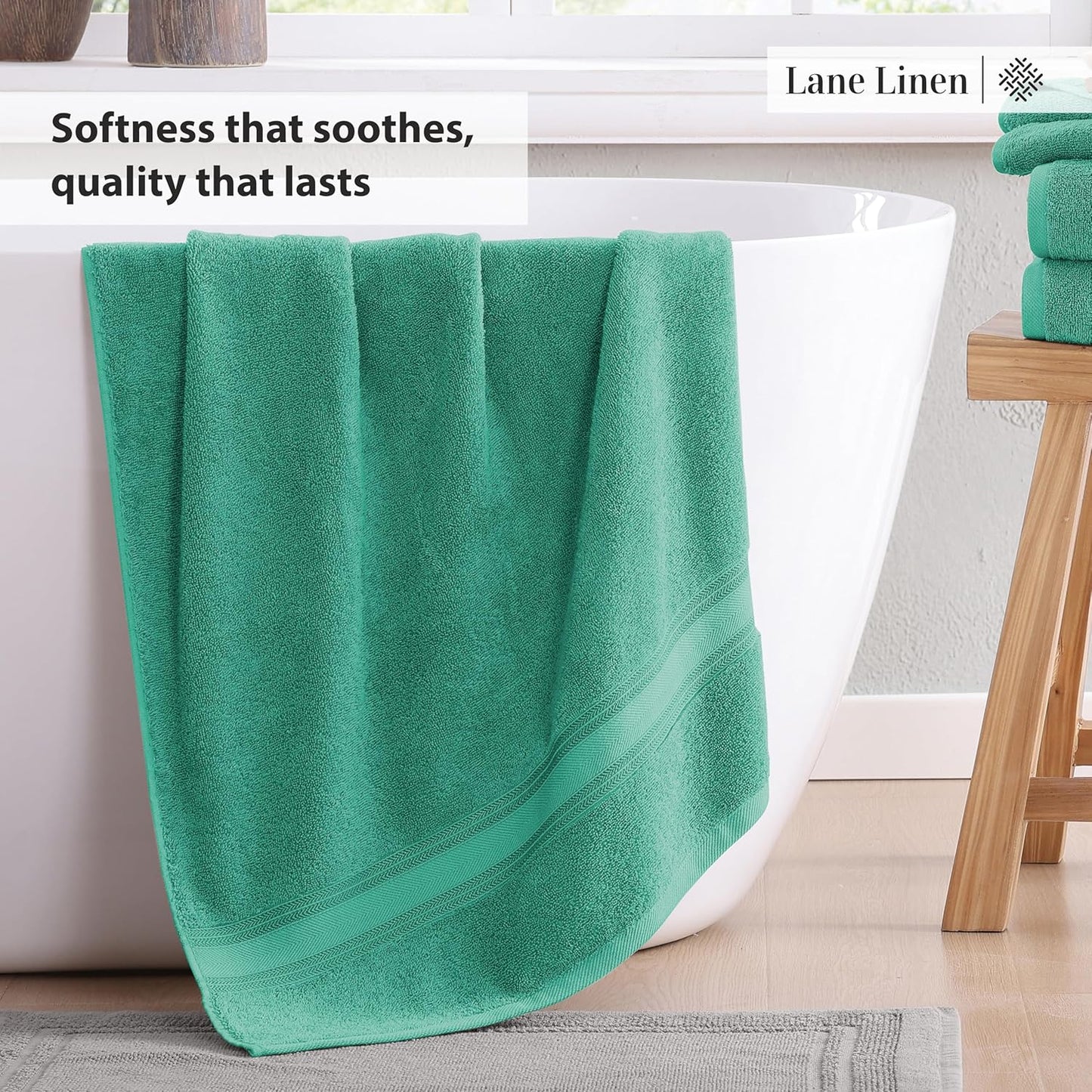 LANE LINEN Luxury Bath Towels Set - 3 Piece Set, 100% Cotton Bathroom Towels, Zero Twist, Quick Shower Towels, Absorbent Towel, Super Soft, 1 Bath Towel, 1 Hand Towel, 1 Wash Cloths - Teal