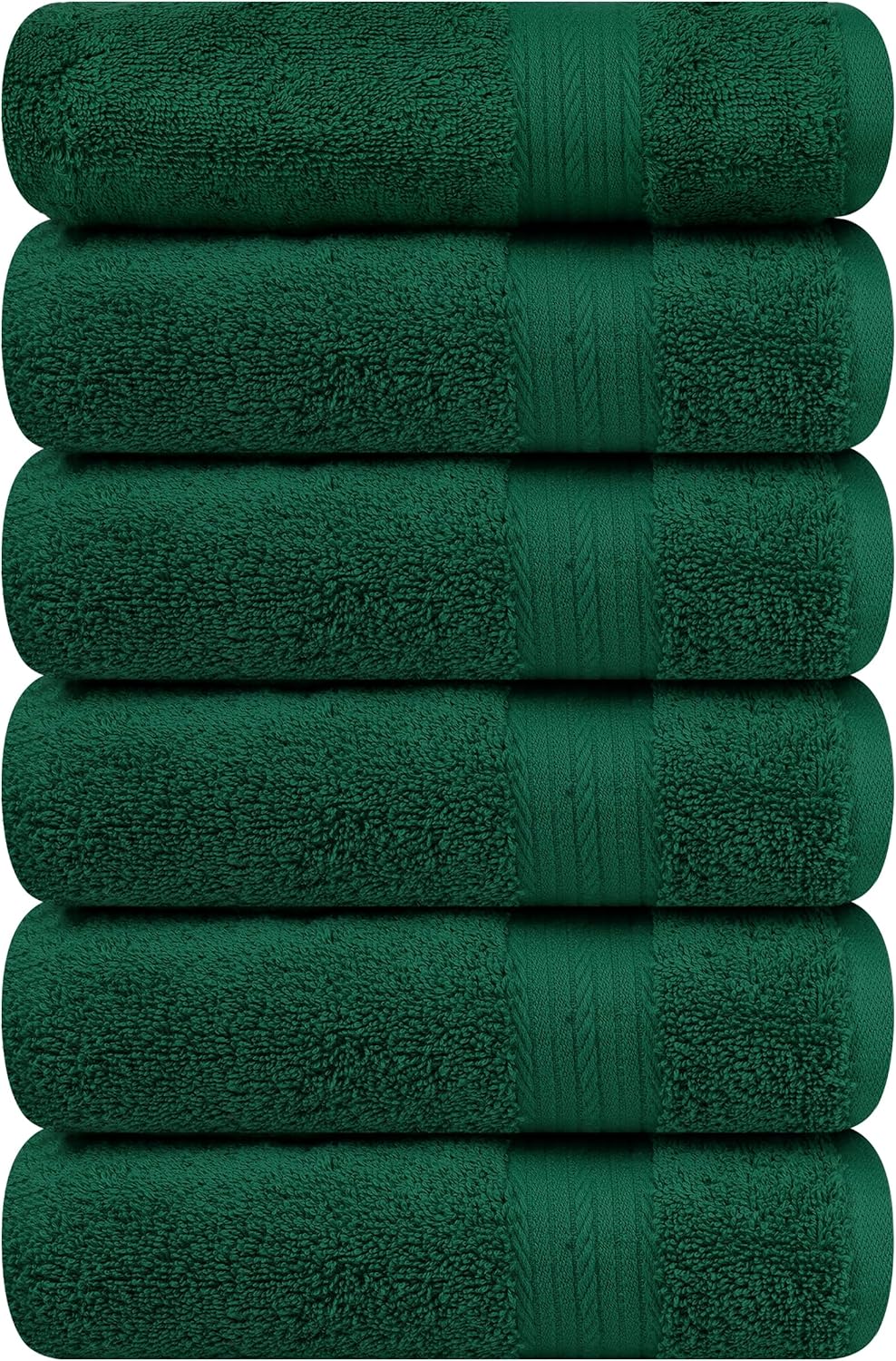 Ample Decor Hand Towel 18 X 28 Inch 600 GSM 100% Cotton Soft Premium Quality, for Hotel, Bathroom, Spa, Daily Use, Gym - Green - Pack of 6