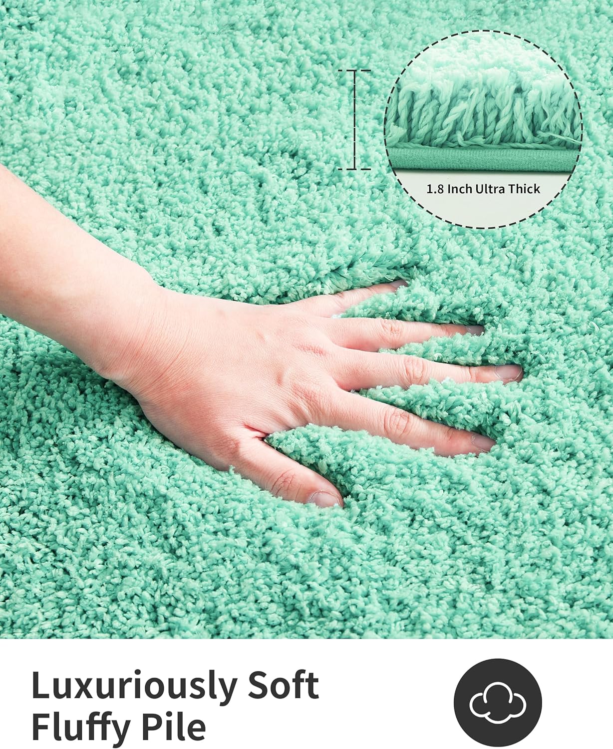 ILANGO Spa Blue Toilet Rugs U Shaped 22" × 24" Non Slip & Super Absorbent Extra Thick Soft, Washable Bath Mats for Bathroom Floor, Microfiber Plush Shaggy Contour Bath Rugs for Toilet,Dry Quick