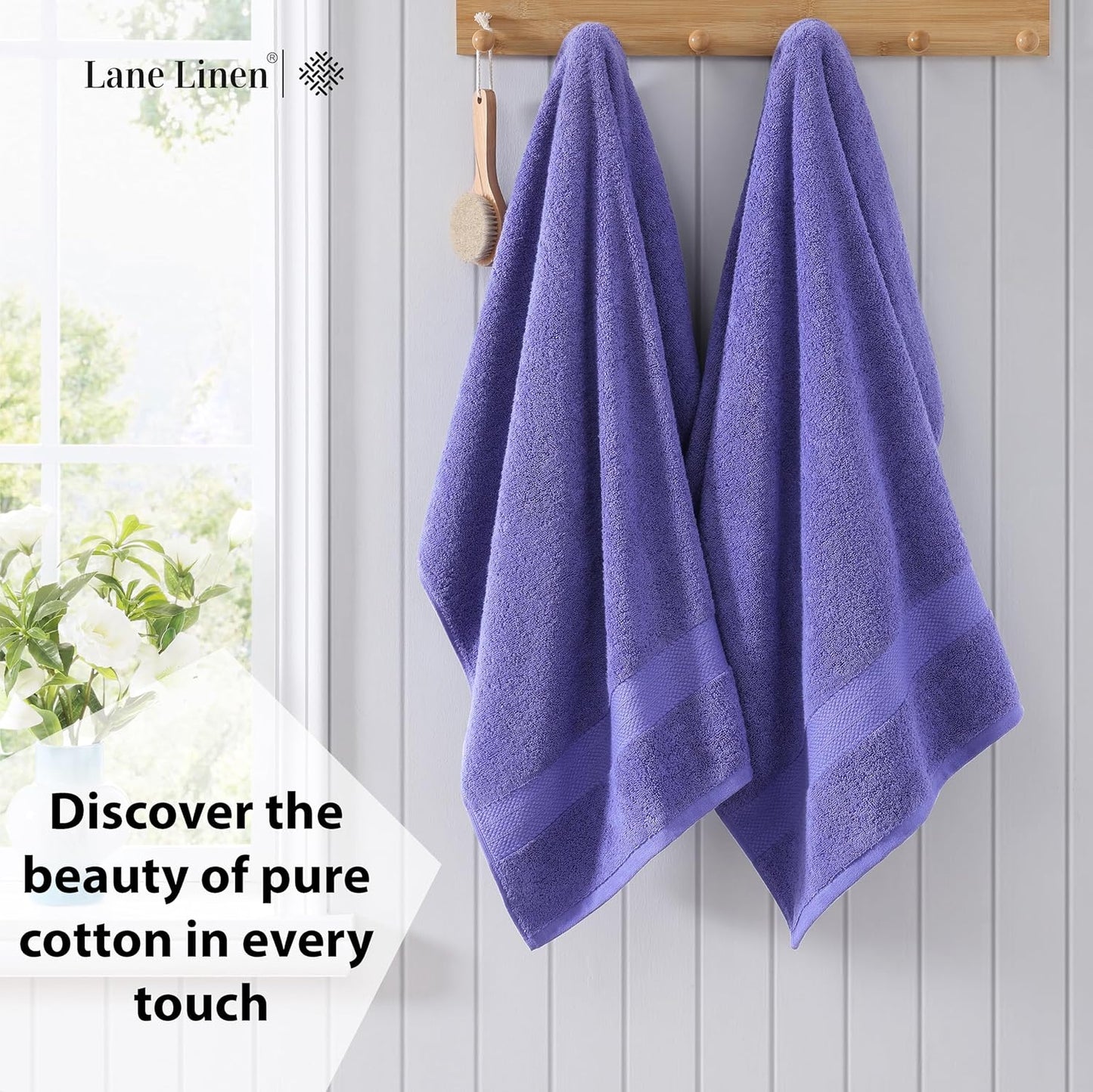 LANE LINEN 100% Cotton 2 Pack Bath Sheets (35"x66") - Ring Spun, Extra Large Cotton Bath Towels Set - Quick Dry, Soft & Absorbent Oversized Towel Set - Remains Soft After Multiple Washes - Blue Irish