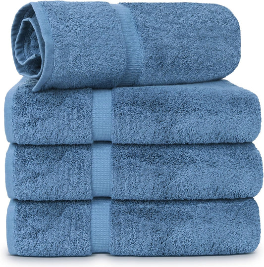 Chakir Turkish Linens | Hotel & Spa Quality 100% Cotton Luxury Turkish Towels | Soft & Absorbent (30x60 Inches Extra Large Bath Towels, Set of 4 - Wedgewood)