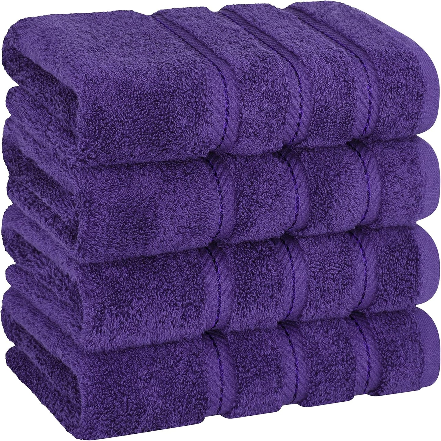 American Soft Linen Luxury Hand Towels for Bathroom, 600 GSM 100% Cotton Turkish 4 Piece Hand Towel Set, 600 GSM Hand Face Towels for Kitchen, Purple Hand Towels