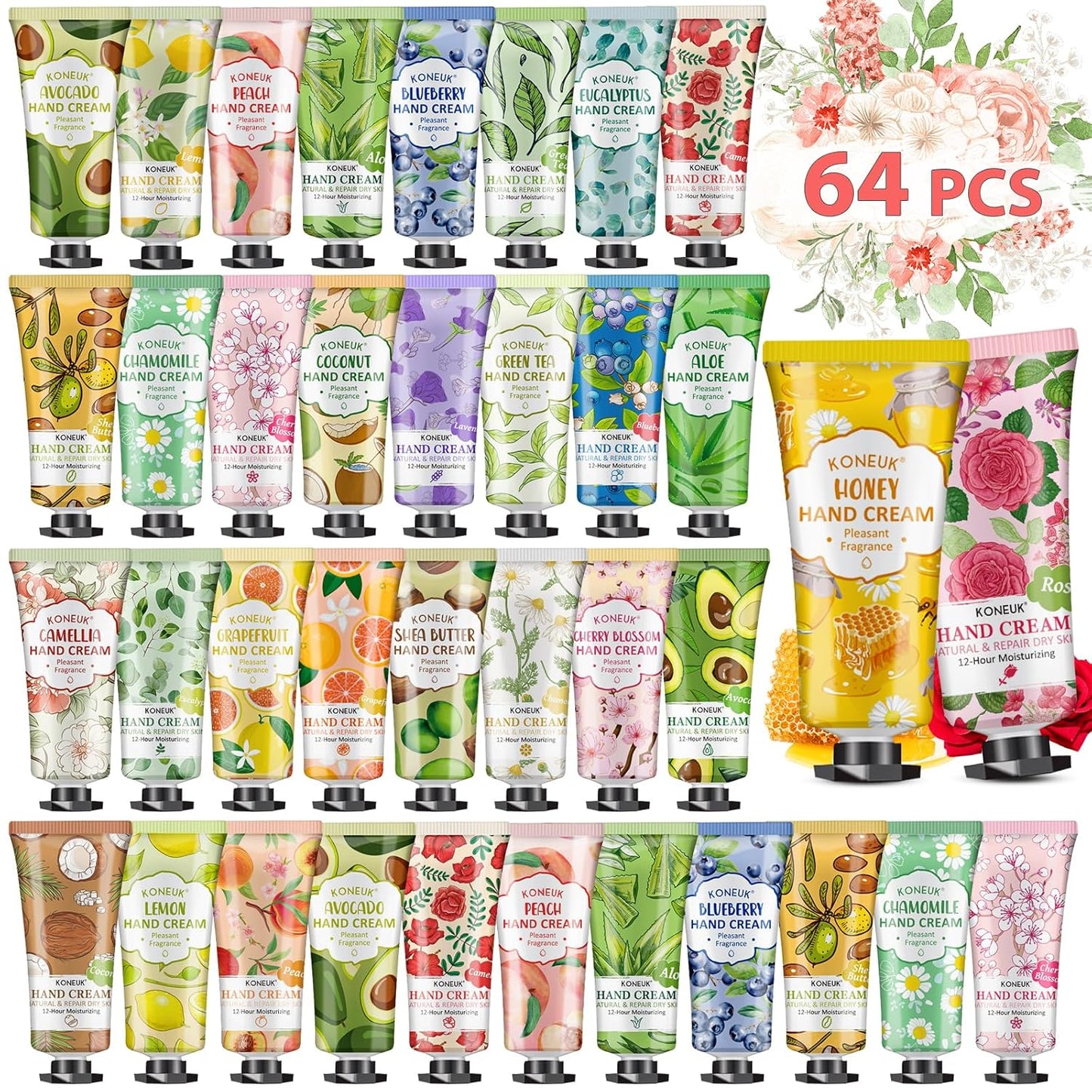 64 Pack Moisturizing Hand Cream Set, Christmas Gifts for Women, Bulk Hand Lotion Travel Size for Dry Cracked Hands, Mini Hand Cream for Mom Gifts, Stocking Stuffers, Thank You Gifts