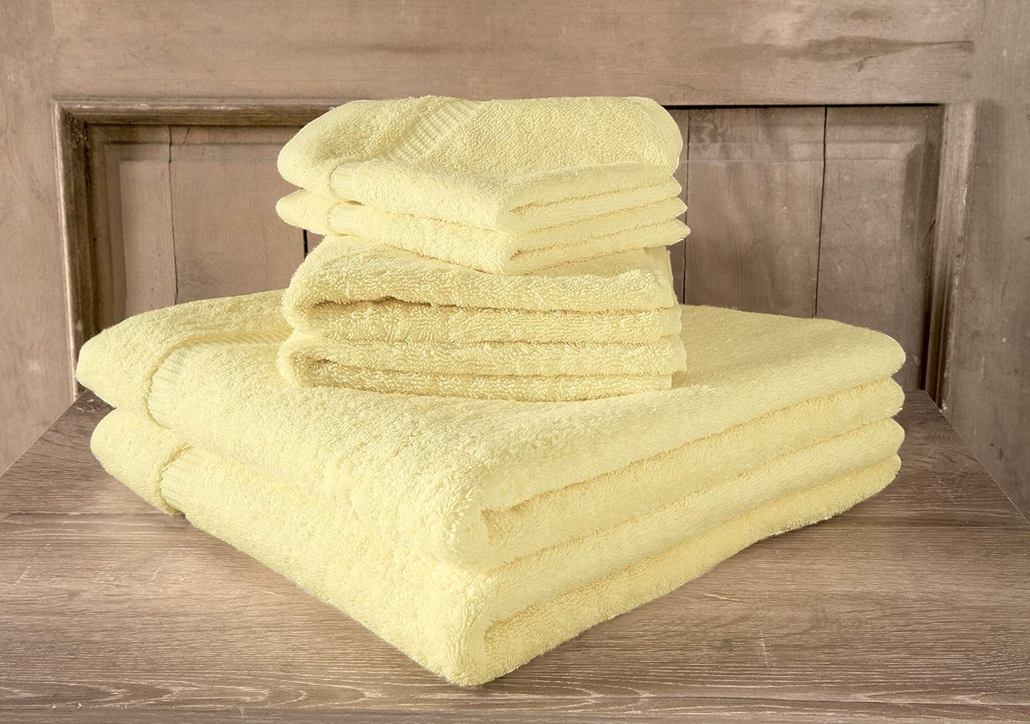 SALBAKOS 100% Turkish Cotton 6-Piece Towel Set | Heirloom Quality Hotel & Spa Collection | Soft, Super Absorbent 2 Washcloth, 2 Hand, 2 Bath Towel Sets | Made in Turkey (Yellow, 6 Piece Towel Set)