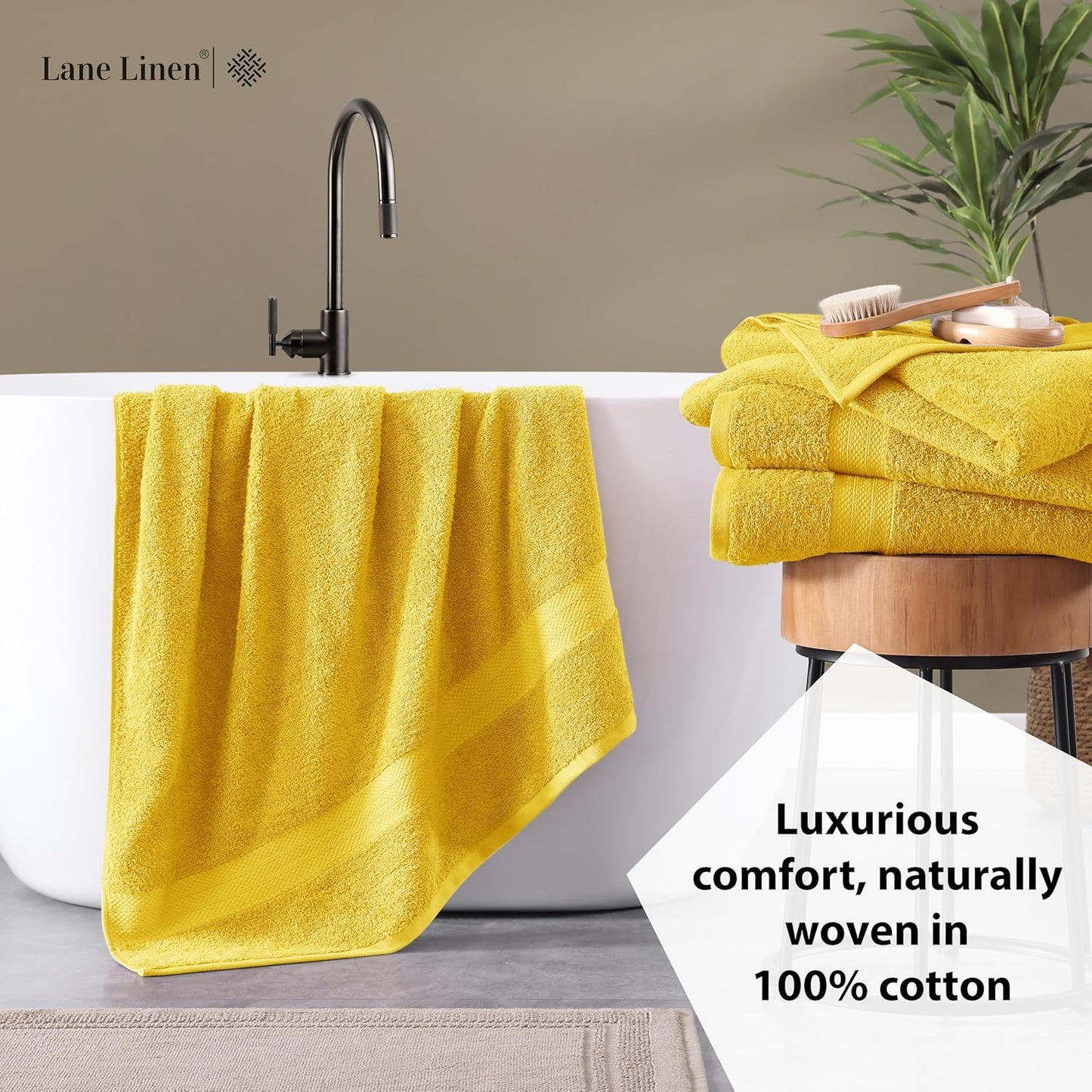 LANE LINEN 100% Cotton Bath Sheets Set of 4 (35"x66") - Ring Spun Cotton Extra Large Bath Towels Set - Quick Dry, Soft & Absorbent Oversized Towel Sets - Holds Well After Multiple Washes - Mimosa