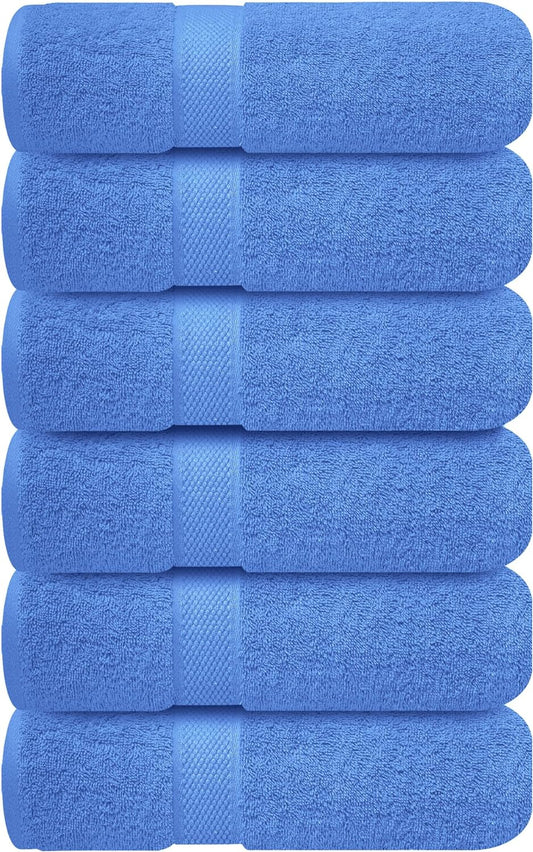 Infinitee Xclusives Blue Hand Towels for Bathroom - Set of 6 (16x28 inches) 600 GSM, 100% Cotton Ultra Soft, Quick Drying, Hotel Quality Hand Towel Set (Eloquent Blue)