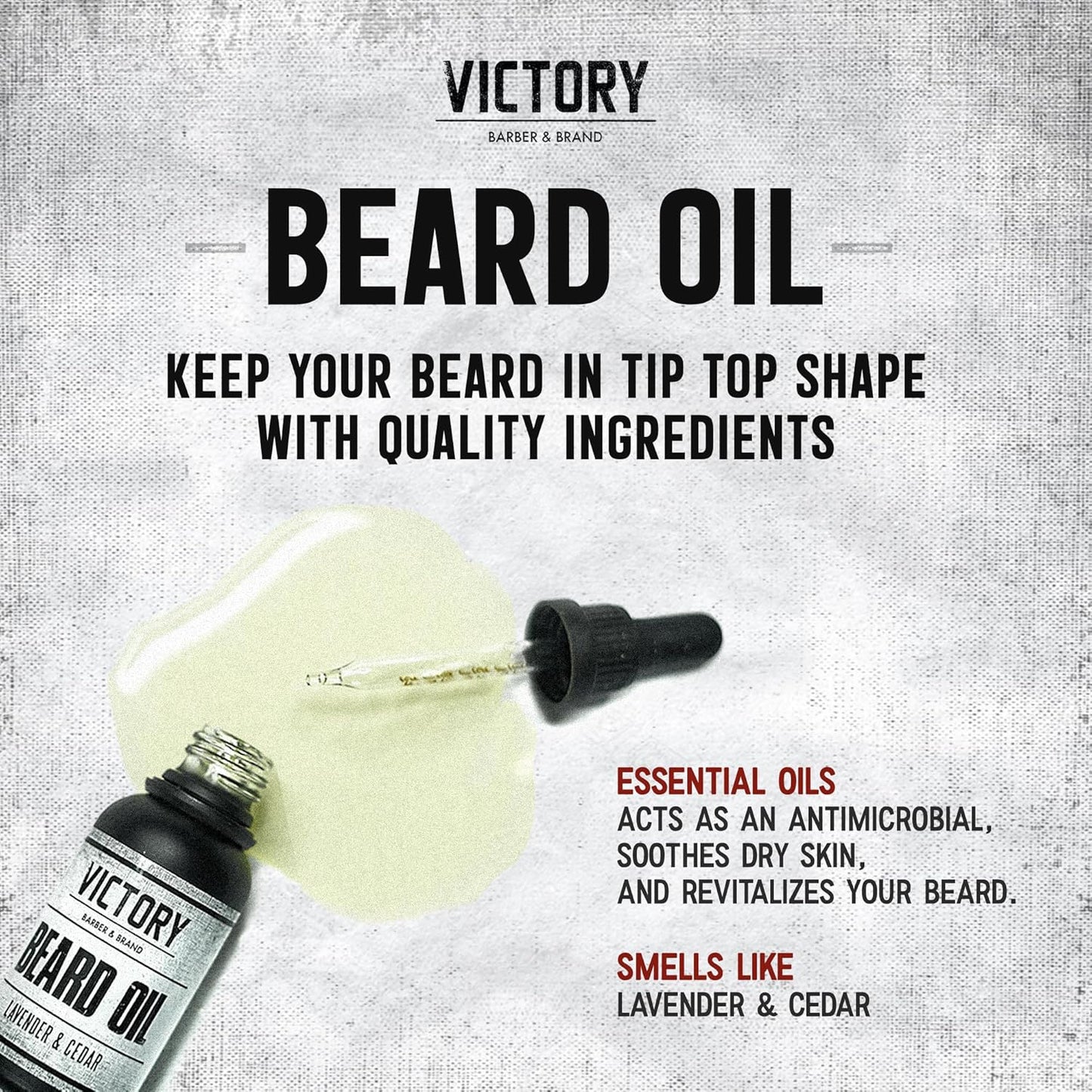 Victory Barber & Brand Beard Oil | End Beardruff with Moisturizing Conditioner for Men | Get Beard Envy | Lightly Scented with Cedar and Lavender | Made in the USA