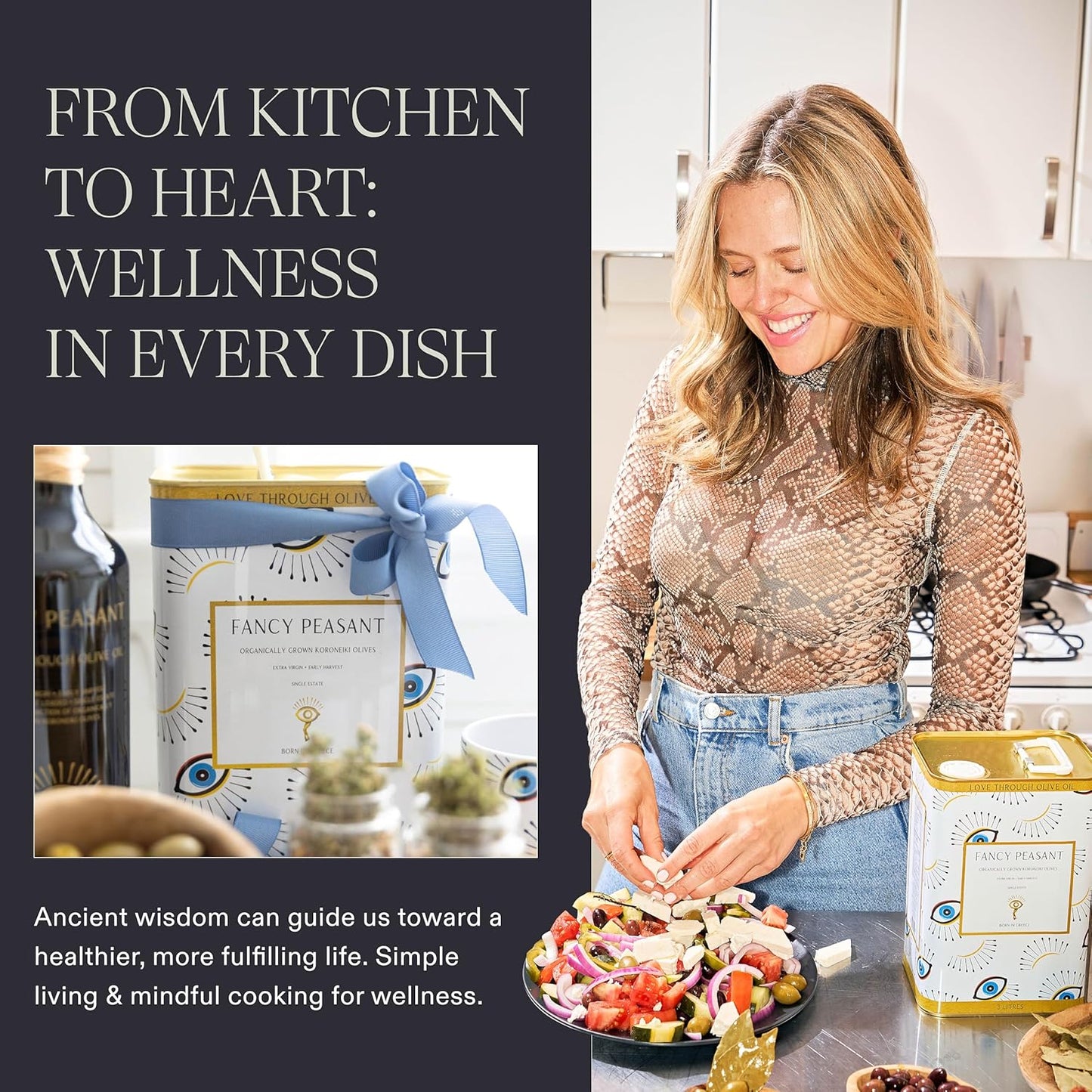 Fancy Peasant Everything Olive Oil, 1L Tin of Greek Extra Virgin Olive Oil, Polyphenol Rich EVOO with Olives from Greece