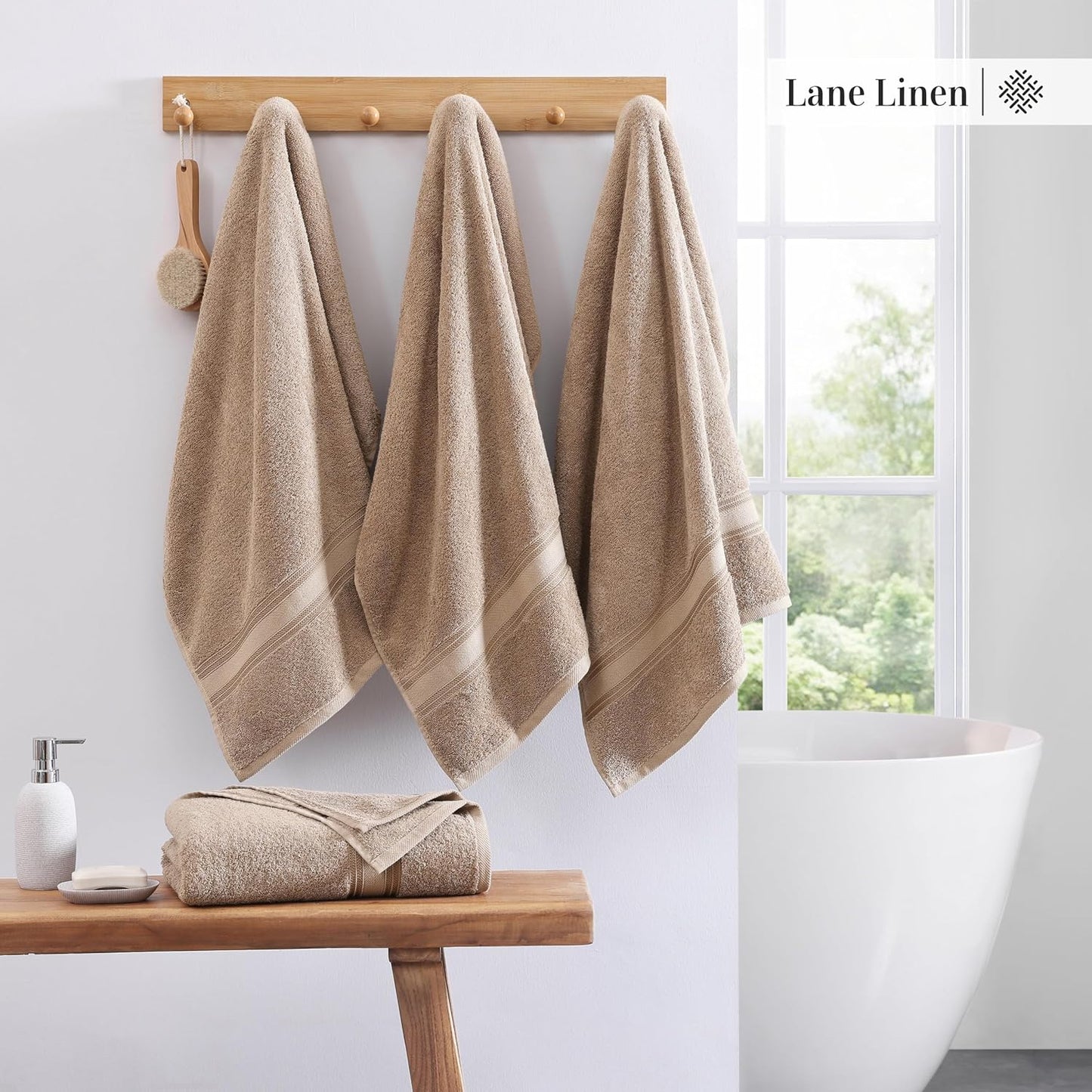 LANE LINEN 100% Cotton Bath Sheets Set of 4 (35"x66") - Zero Twist Cotton Extra Large Bath Towels Sets - Quick Dry, Highly Soft & Absorbent Oversized Luxury Towel Sets - Sustainabaly Produced - Taupe
