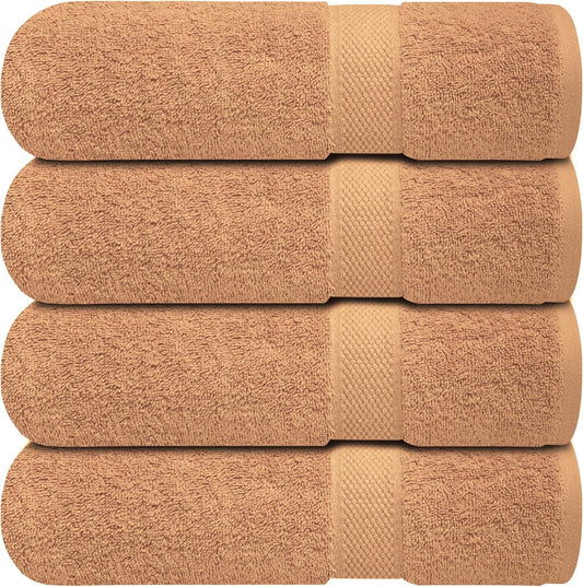 Infinitee Xclusives Luxury 100% Ring-Spun Cotton Bath Towels Set of 4 (27x54 inches) – Soft, Absorbent & Quick-Drying Towels for Bathroom, Gym, Spa & Hotel Use (Cosmic Sand, Bath Towels)