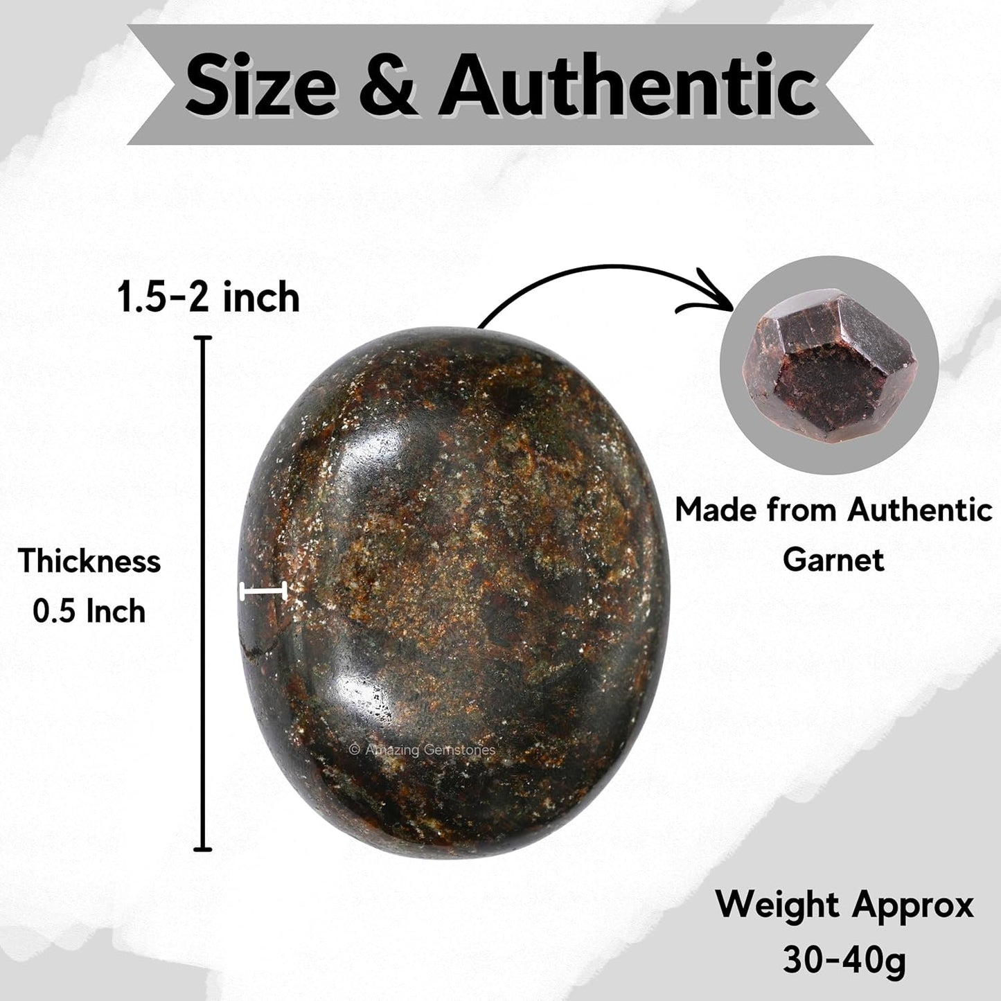 Amazing Gemstone Garnet Crystals and Healing Stones - Large Palm Stone Crystals Piedra - Crystal for Good Luck, Balanced Positive Energy, Meditation - Unique Stocking Stuffers Gifts for Women, Men