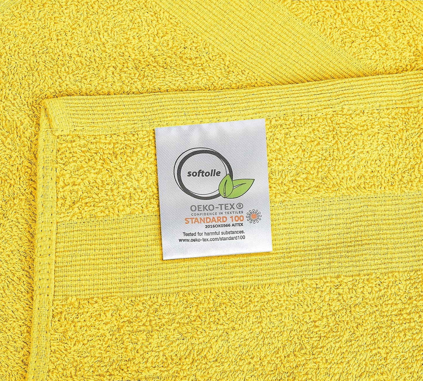 Premium Wash Cloths Pack of 12 (13" x 13") 100% Ring Spun Cotton | Luxury Washcloths | Ultra Soft Face Towels | Highly Absorbent Wash Cloths for face (Yellow)