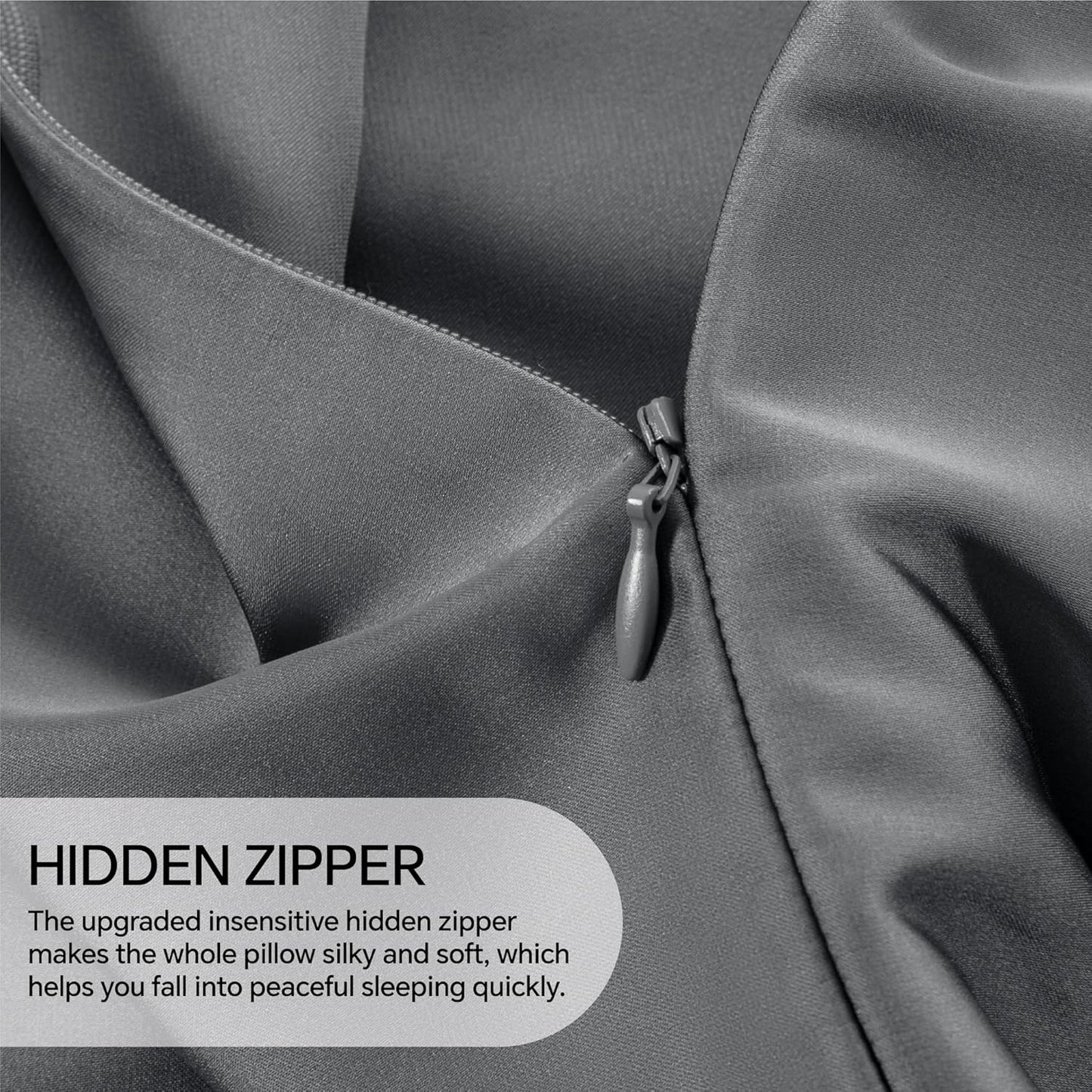 INFIIXSO Body Pillow Cover with Zipper, Luxury Mulberry Silk Body Pillow Case 20x54 Inches, Ultra Smooth and Soft Cooling Long Pillowcase, Gift for Women, Men(Dark Grey)