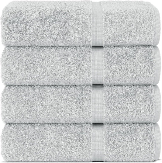 Chakir Turkish Linens |Hotel & Spa Quality 100% Cotton Premium Turkish Towels | Soft & Absorbent (Silver Gray, Bath Towel - Set of 4)