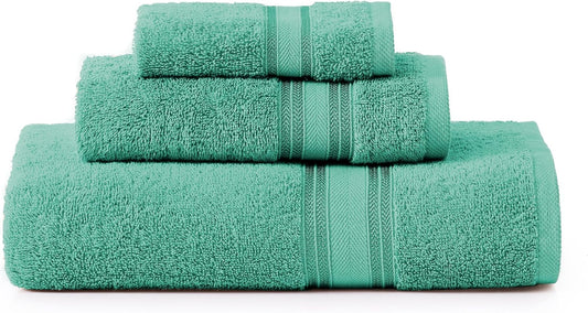 LANE LINEN Luxury Bath Towels Set - 3 Piece Set, 100% Cotton Bathroom Towels, Zero Twist, Quick Shower Towels, Absorbent Towel, Super Soft, 1 Bath Towel, 1 Hand Towel, 1 Wash Cloths - Teal
