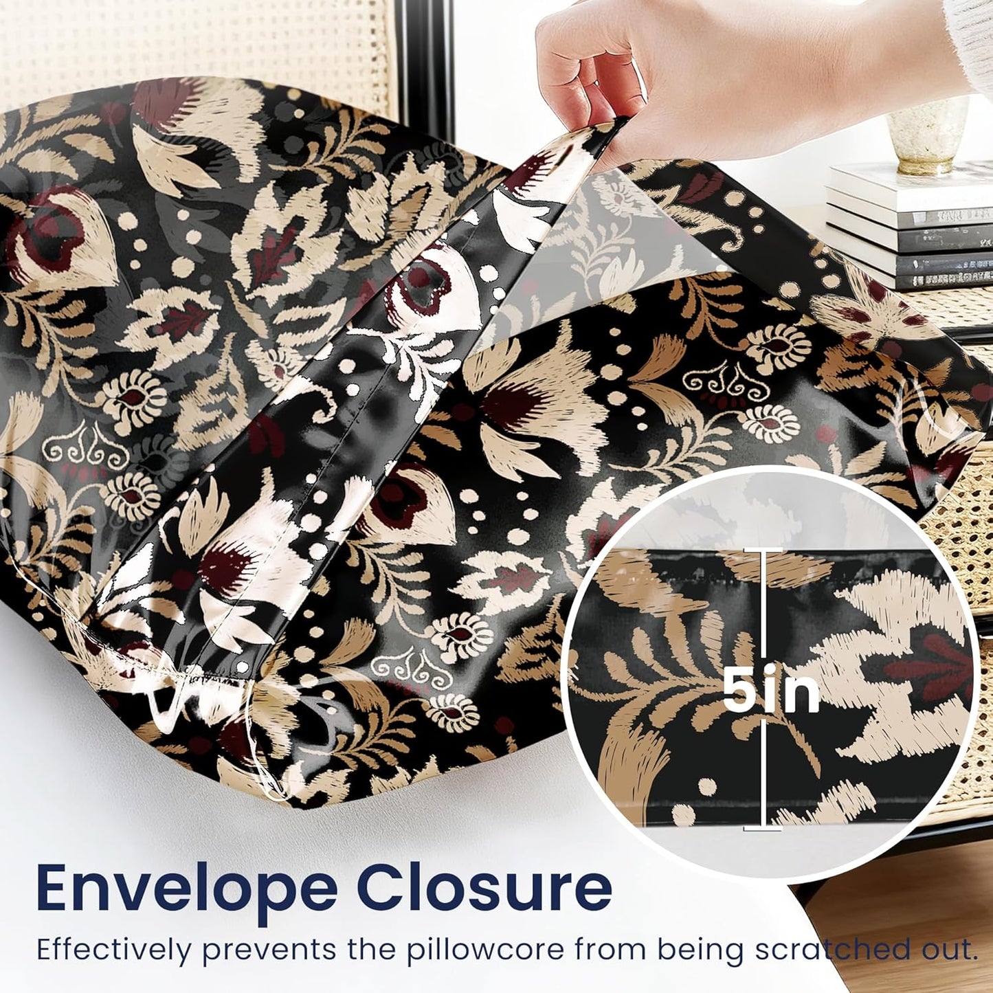 EXQ Home Satin Pillowcase for Hair and Skin Queen - Printed Red Flowers Silk Pillow Cases 2 Pack 20x30 inches - Satin Pillow Cases Set of 2 with Envelope Closure, Gifts for Women Men