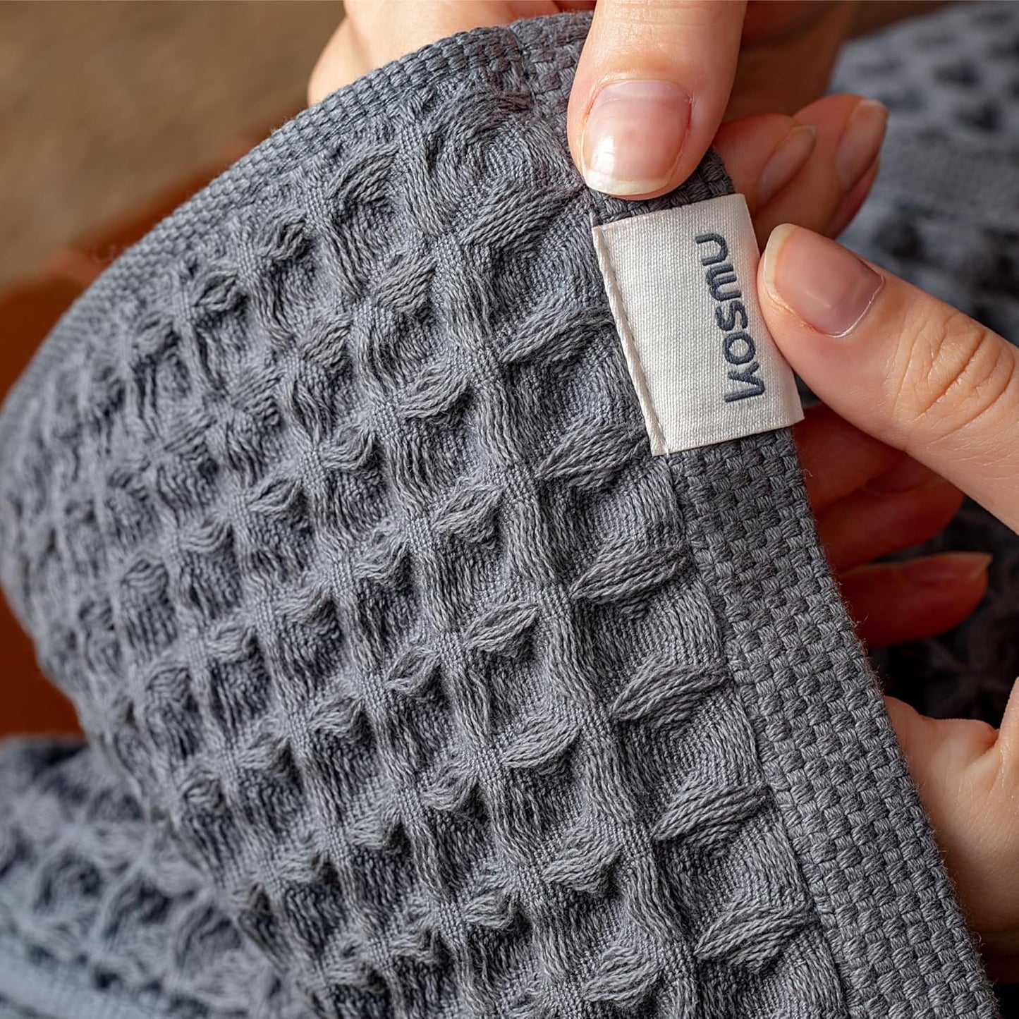 Luxury Japanese Cotton Waffle Bath Towel | Plush, Absorbent, and Quick Dry | Free Storage Bag Included (Smoke Grey, Bath Sheet (2 Pack))