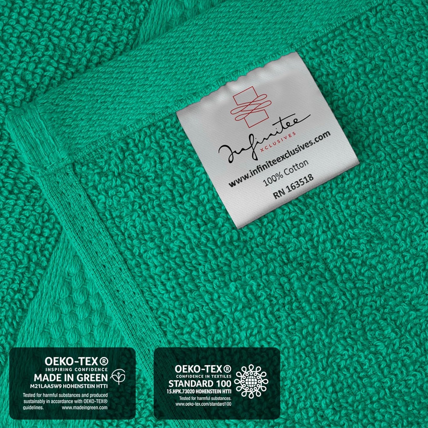 Infinitee Xclusives Luxury Wash Cloths for Showering [13x13] – 100% Cotton Washcloths [Pack of 4], Soft and Absorbent Face Towels for Bathroom Wash Clothes, Gym, and Spa (Vivid Green)