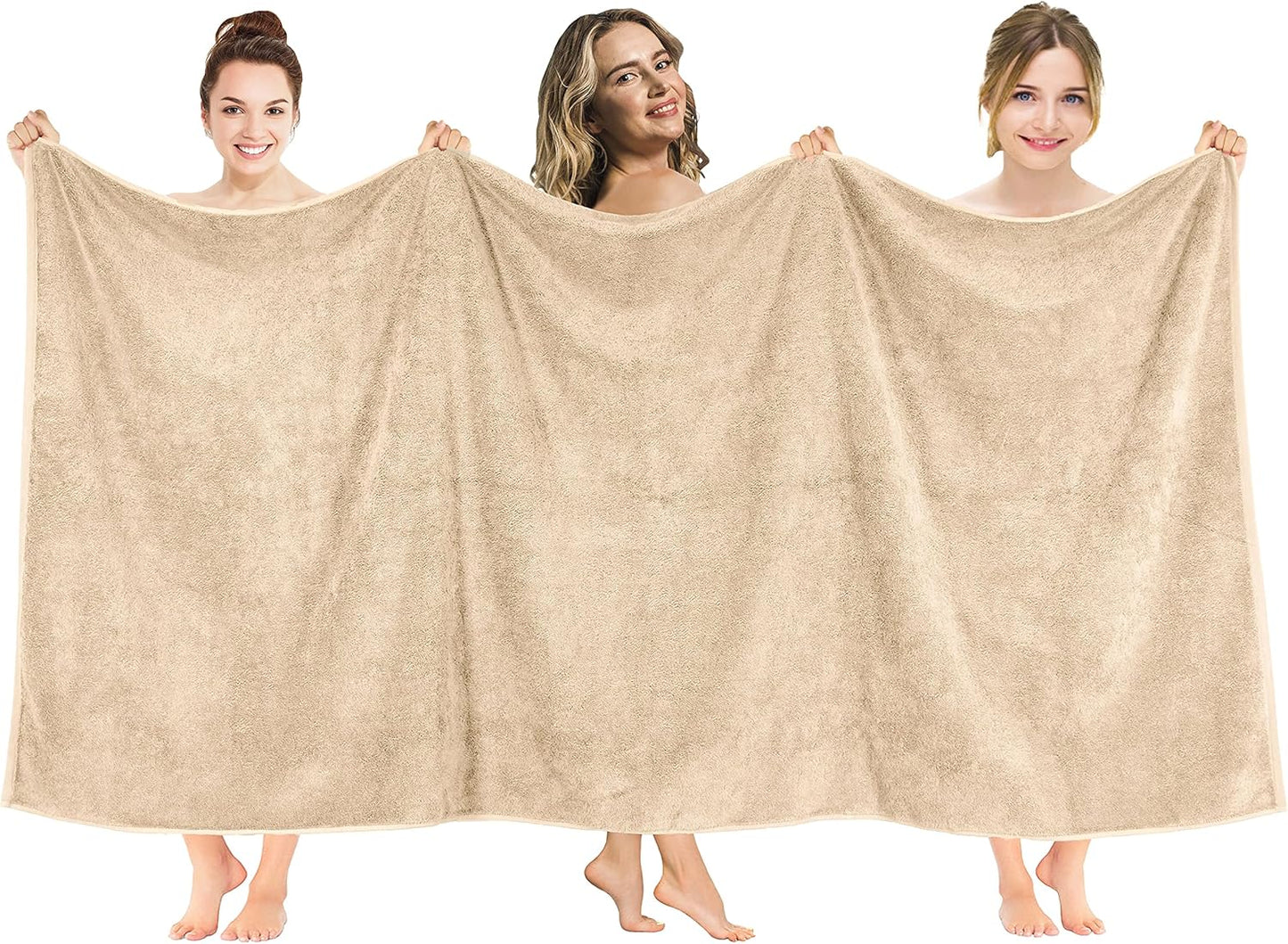 American Soft Linen Oversized Bath Sheet 40x80 Extra Large for Bathroom, 600 GSM 100% Cotton Turkish Jumbo Bathsheet Towels for Adults, Beige Bath Sheet