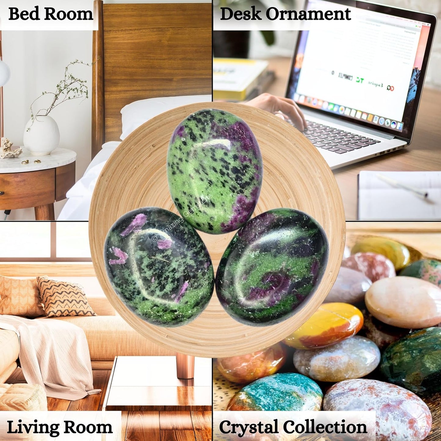 Amazing Gemstone Ruby Zoisite Crystals and Healing Stones - Large Palm Stone Crystals Piedra - Crystal for Good Luck, Balanced Positive Energy, Meditation - Unique Stocking Stuffers