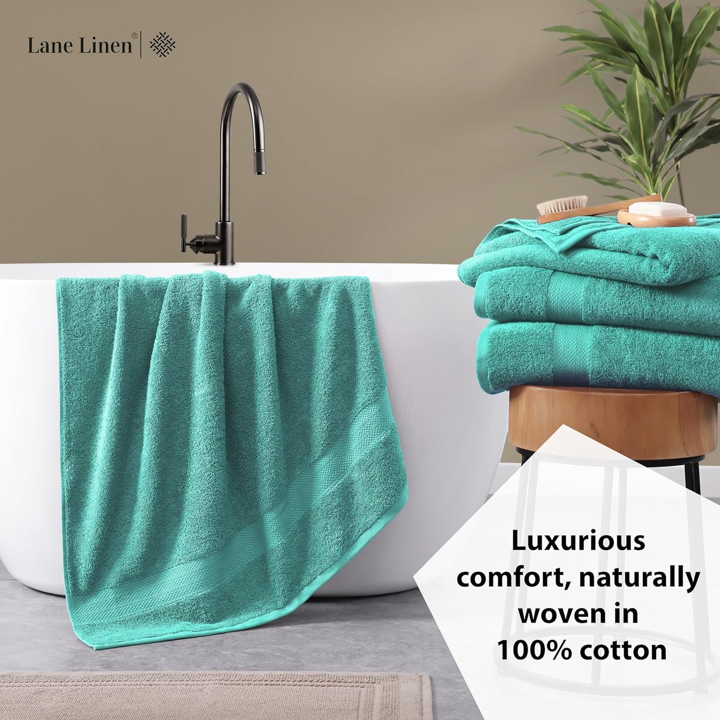 LANE LINEN Bathroom Towels Set (4 Pack)- 100% Cotton Luxury Bath Towels for Bathroom, Soft Shower Towels, Quick Dry Turkish Bath Towels, Super Absorbent Hotel Quality Bath Towel Set (28"x 54")- Teal