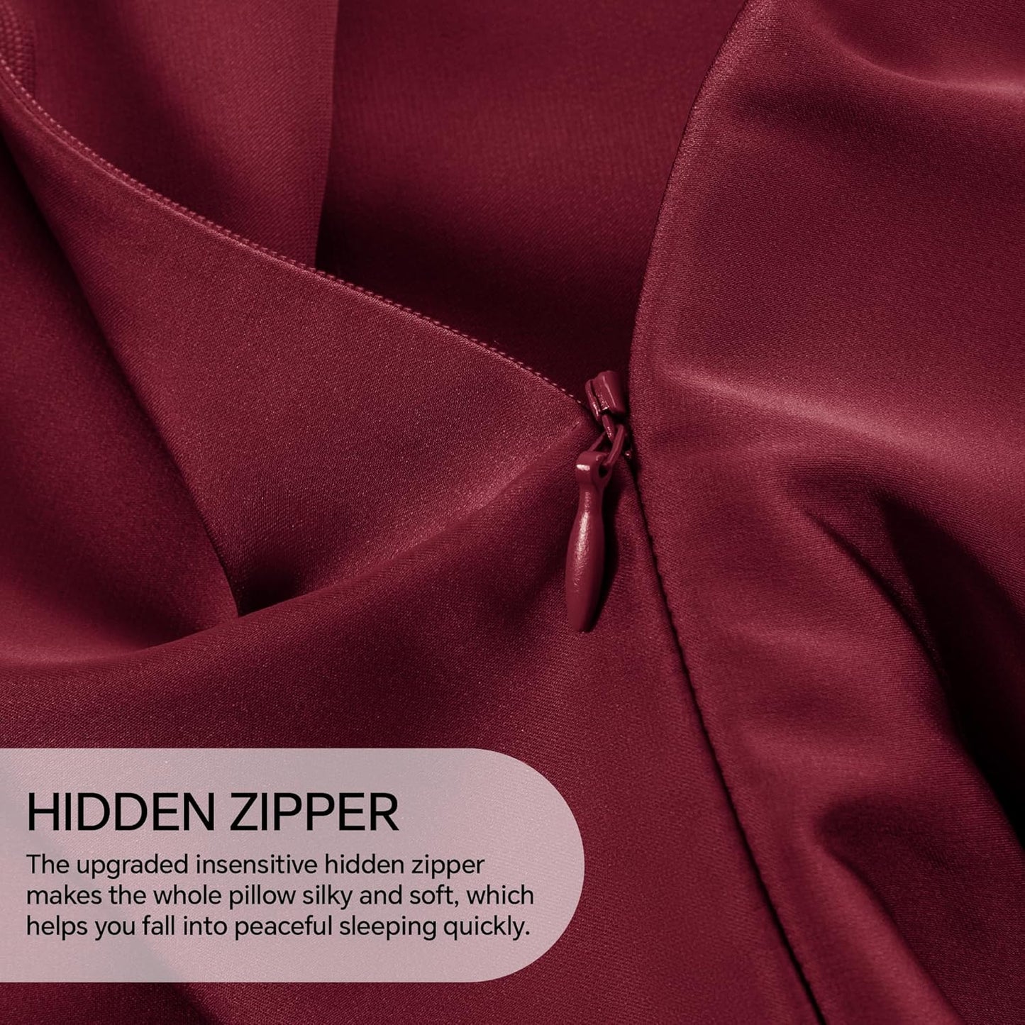 INFIIXSO Mulberry Silk Pillowcase for Hair and Skin, Silk Pillow Cases King Size with Hidden Zipper 20x40 Inches, Super Smooth and Soft Cooling Pillow Cases for Hot Sleepers(Burgundy, 1 Pack)