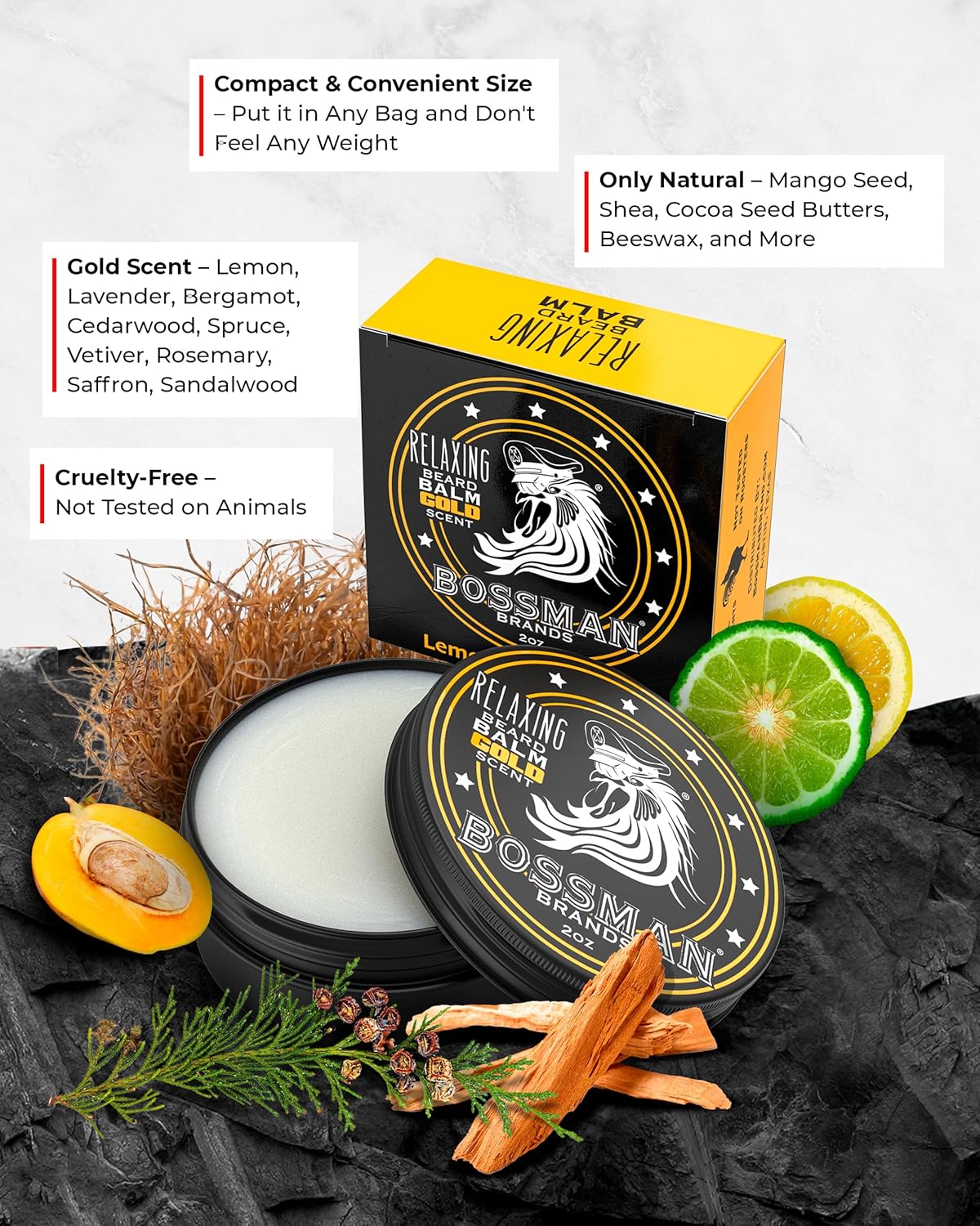 Bossman Jelly Beard Oil for Men & Beard Balm for Men Combo - Gold Scent