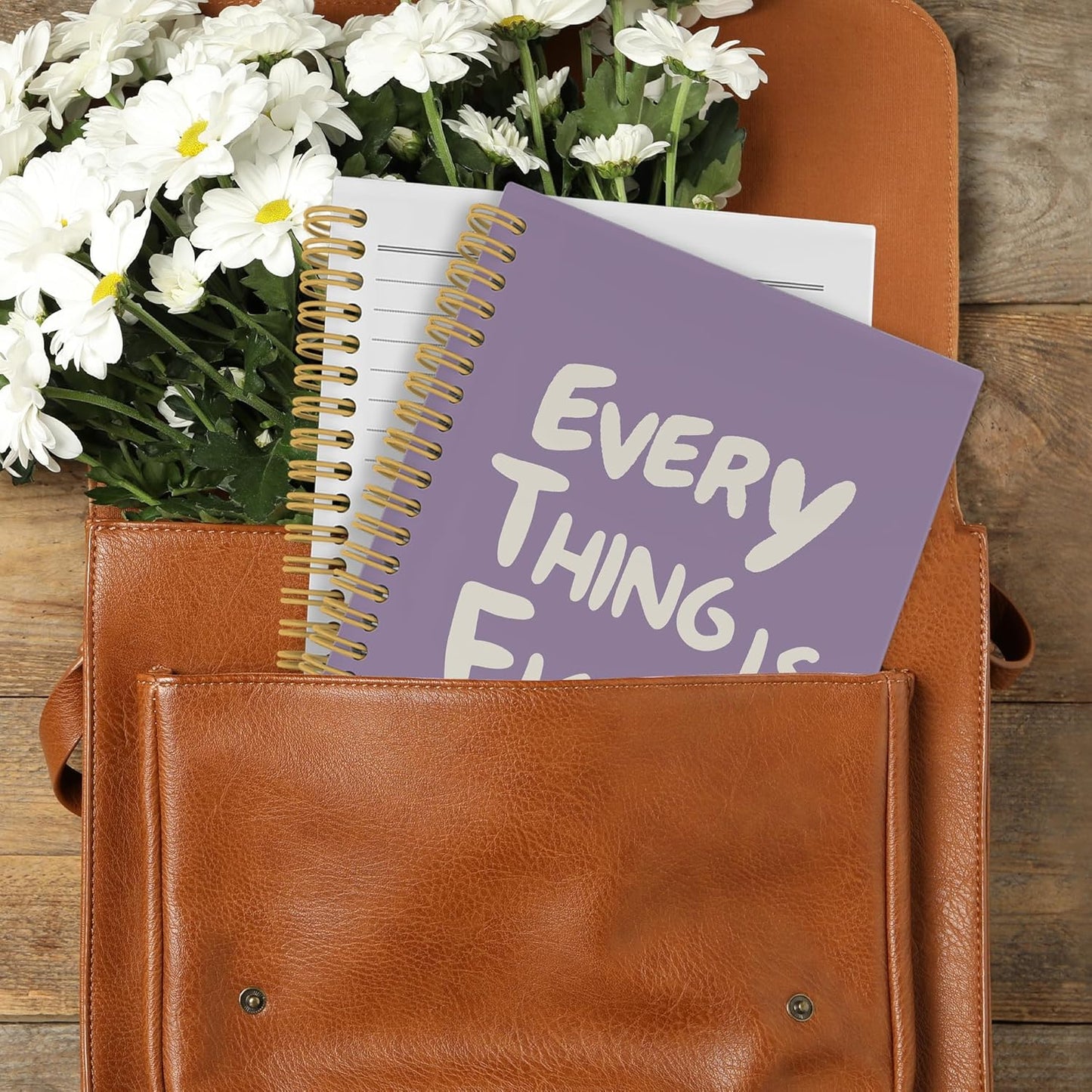 Inspirational Purple Notebook, Positive Affirmations Stress Relief Gifts, Office College Motivational Journal Notebooks, Everything Is Figureoutable Hardcover Spiral Notebook 5.5x8.3 Inch