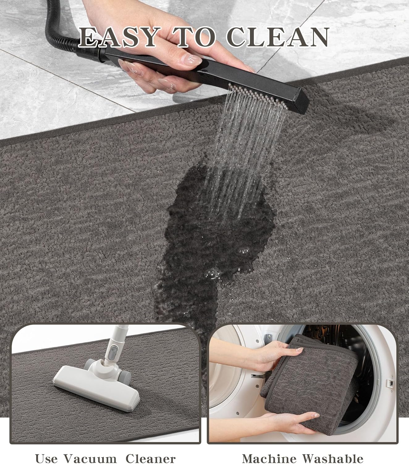 chakme Bathroom Rugs Mat 47x17, Ultra Thin Non Slip Bath Mats Runner Quick Dry Absorbent Bath Mat for Bathroom Floor, (Grey, 47"x17")