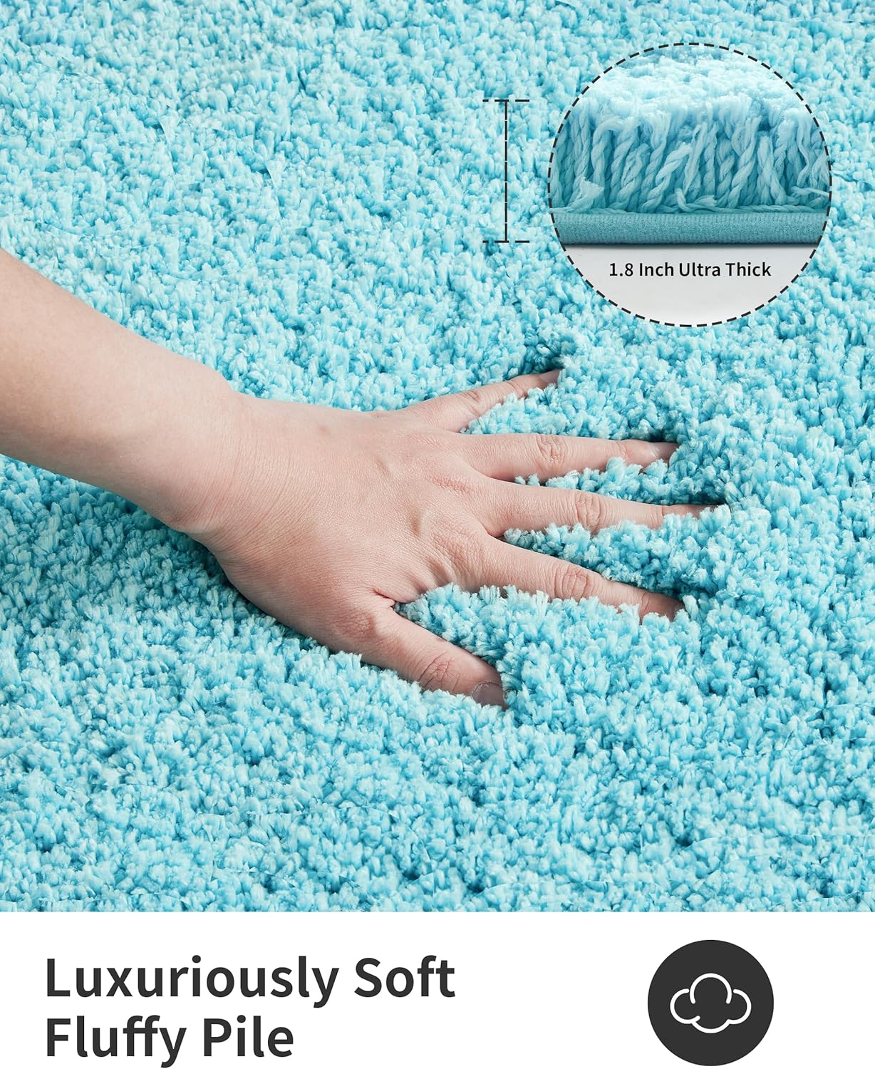 ILANGO Teal Bathroom Rugs 48" × 24" Non Slip & Super Absorbent Extra Thick Soft, Washable Bath Mat for Floor, Microfiber Plush Shaggy Bath Rug with Rubber for Bathtub Shower Room Sink