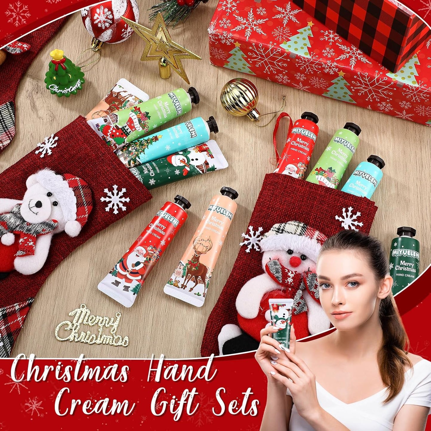 48 Pcs Christmas Hand Cream Gift Sets for Dry Cracked Hands Moisturizing Hand Lotion Small Travel Lotion Stocking Stuffers Gift Set for Women Mom Girlfriend Christmas Birthday
