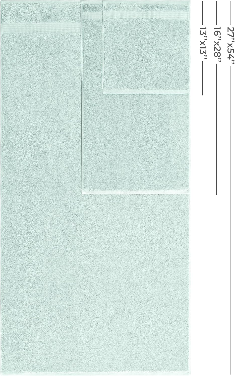 American Veteran Towel, 100% Cotton Turkish 6 Piece Towel Set, Luxury Towels Set of 6 for Bathroom Essentials, 2 Bath Towel 2 Hand Towel 2 Washcloth, Mint Green