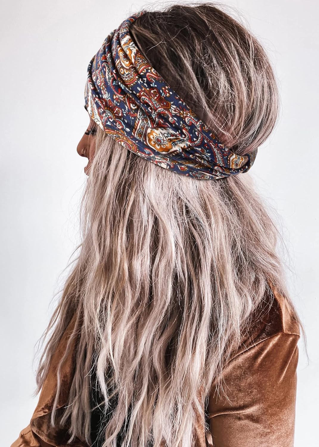 Wide Headbands for Women Black Stylish Head Wraps Boho Bandeau Thick Hairbands Large No Slip African Sport Yoga Workout Turban Headband Hair Accessories (Pack of 4)