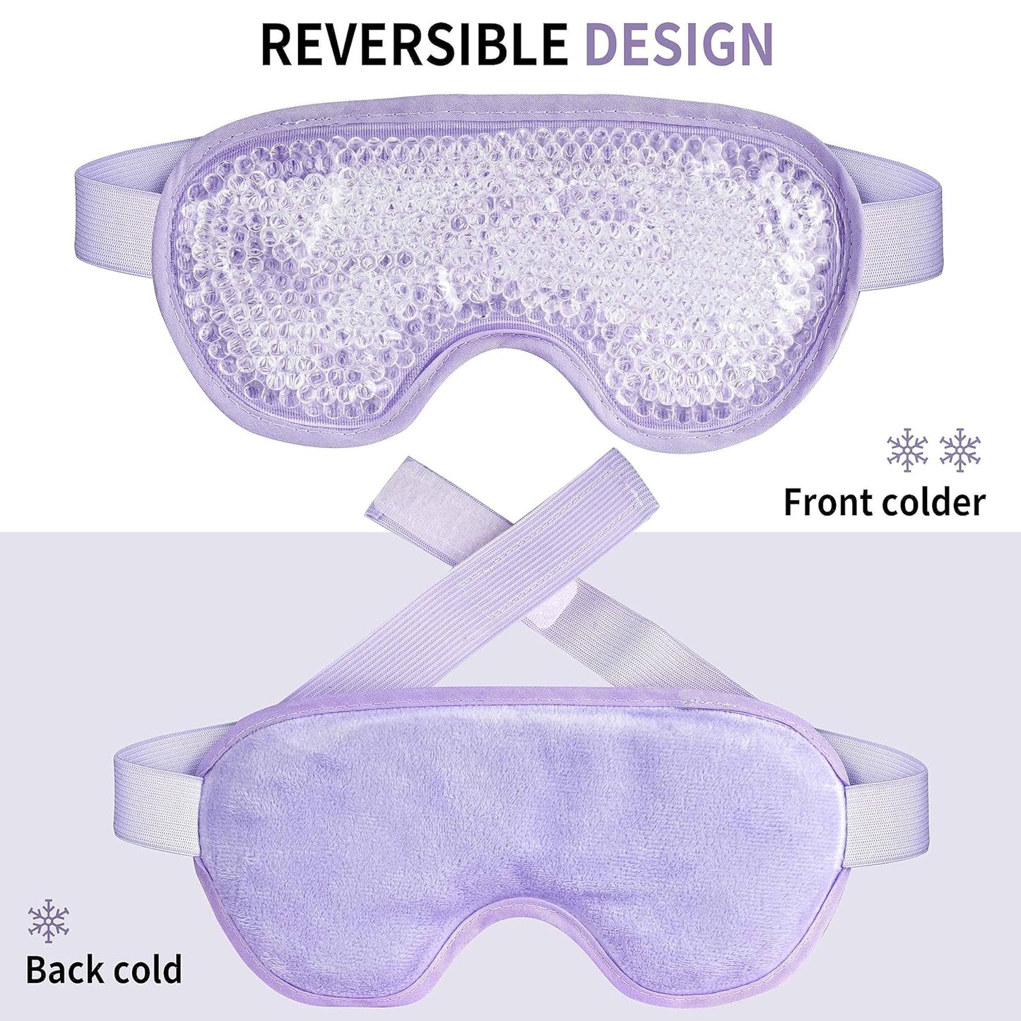 Cooling Eye Mask with Gel Bead, Reusable Cold Compress Ice Pack Sleeping Eye Cooling Pads for After Eyelid Surgery, Puffiness, Puffy Eyes, Headache, Migraine Relief （Purple）