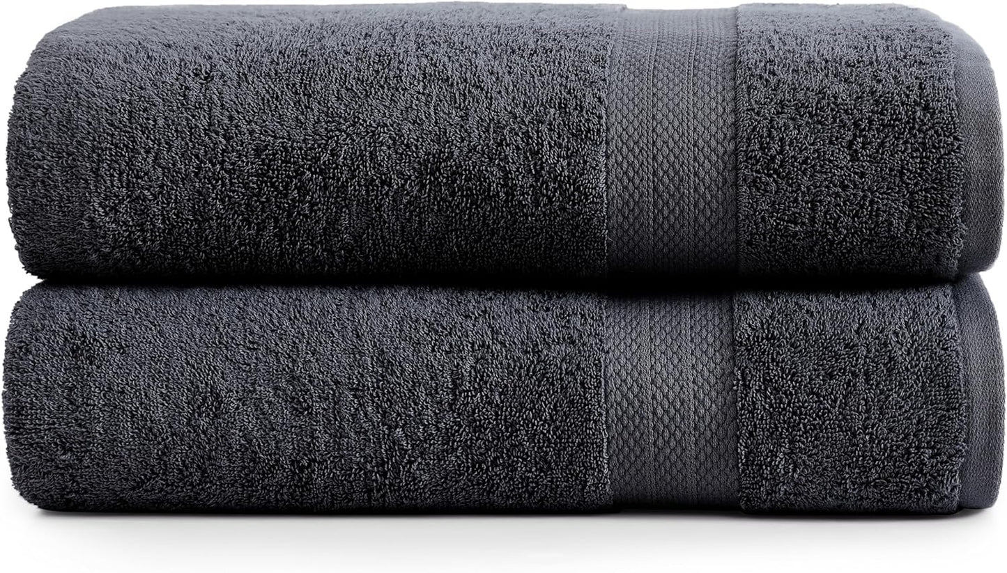 LANE LINEN 100% Cotton Bath Sheets Set of 2 (35"x66") - Ring Spun Cotton Extra Large Bath Towels Sets - Quick Dry, Soft & Absorbent Oversized Towel Sets- Pre Shrunk, Fade Resistant - Black Towels