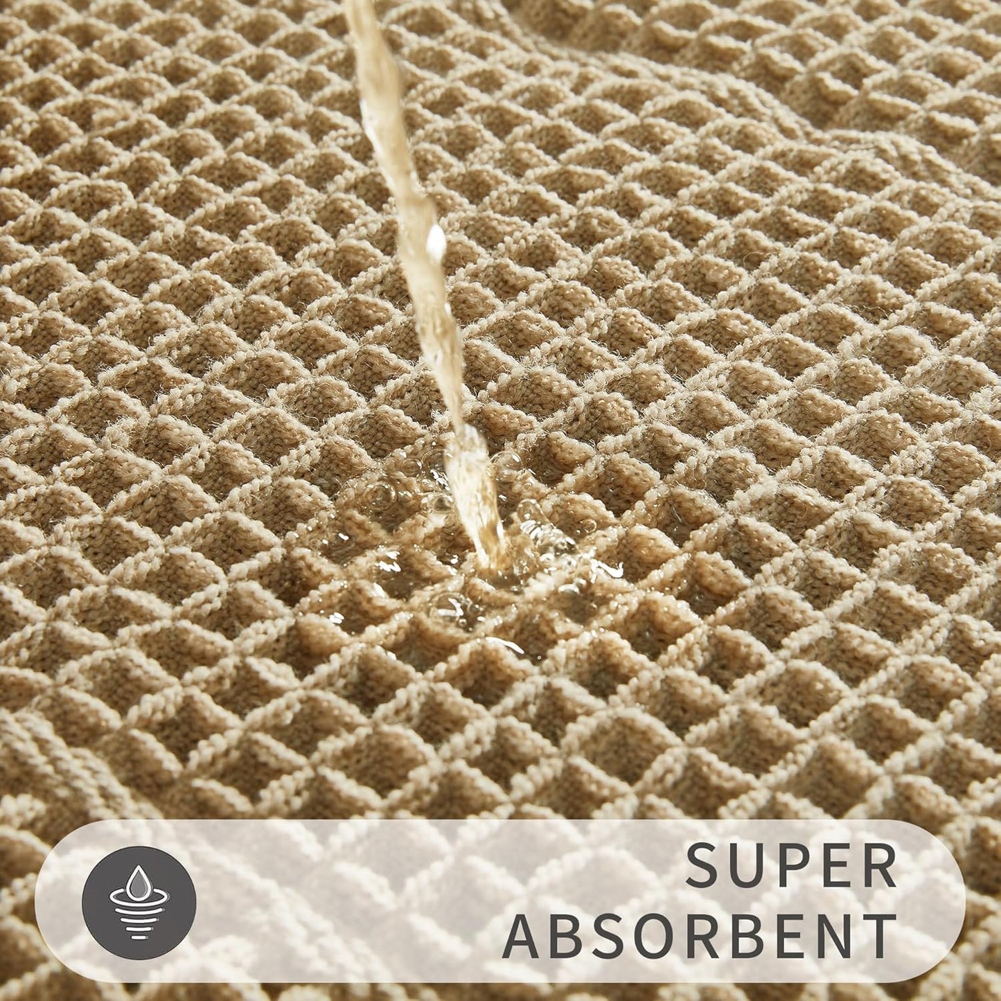 Bath Rugs Mat,Upgraded Waffle Bath mat,Super Absorbent Non Slip Bath Rugs,Machine Washable Rugs for Shower romm, Rubber Backing Boho Mats, Ultra Soft,Brown,17"*24"