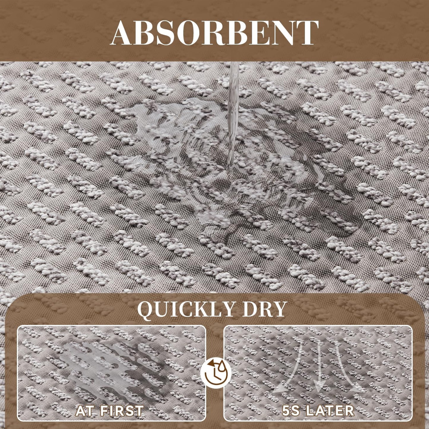 RESARE Non Slip Bath Mat - Machine Washable Bathroom Rug, Super Absorbent, Quick Dry, Ultra Soft, 24"x35", Light Grey