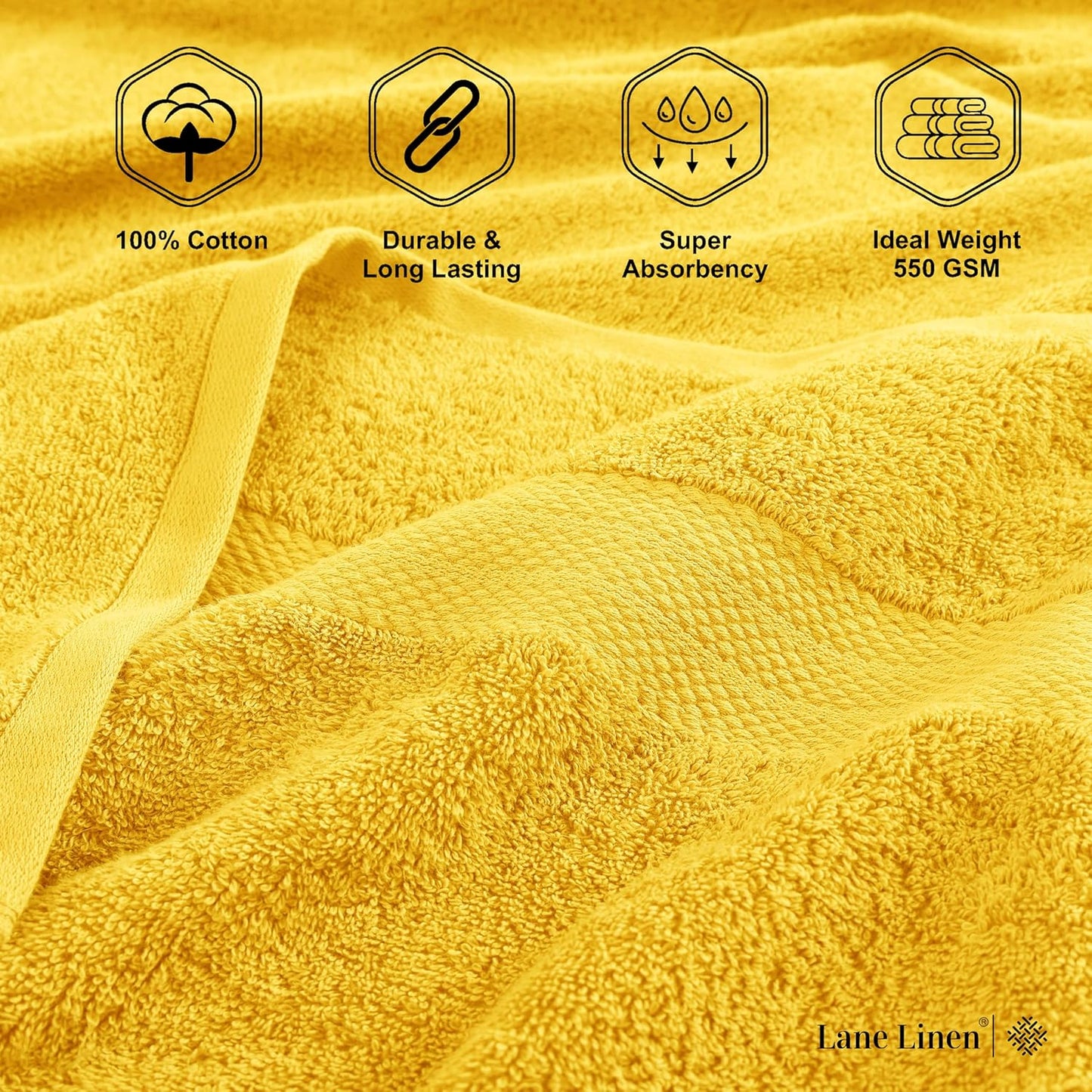 LANE LINEN 100% Cotton Bath Sheets Set of 4 (35"x66") - Ring Spun Cotton Extra Large Bath Towels Set - Quick Dry, Soft & Absorbent Oversized Towel Sets - Holds Well After Multiple Washes - Mimosa