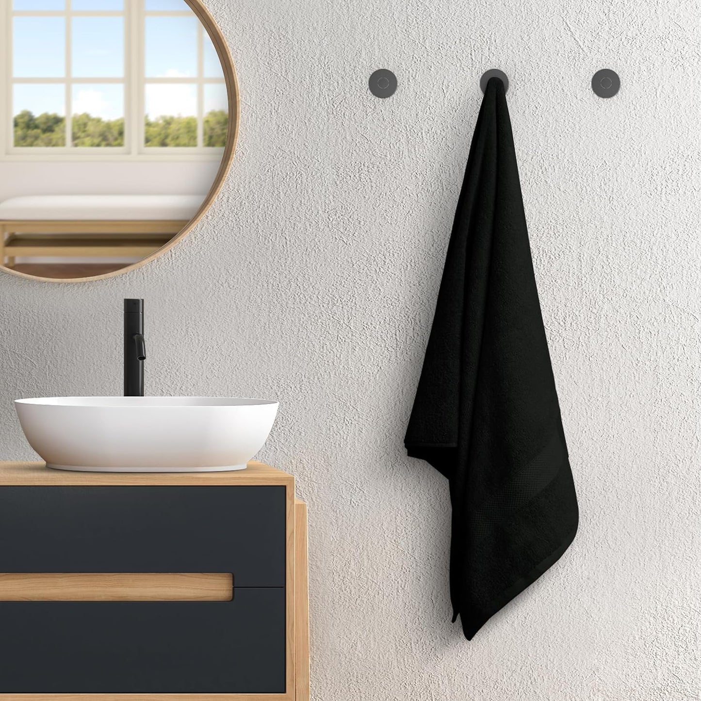 Avalon Towels Black Bath Towels Set of 4 pcs (27x54 inches), 100% Cotton Towel Absorbent and Quick Dry Black Towels for Bathroom, Super Soft and Perfect for Daily Use